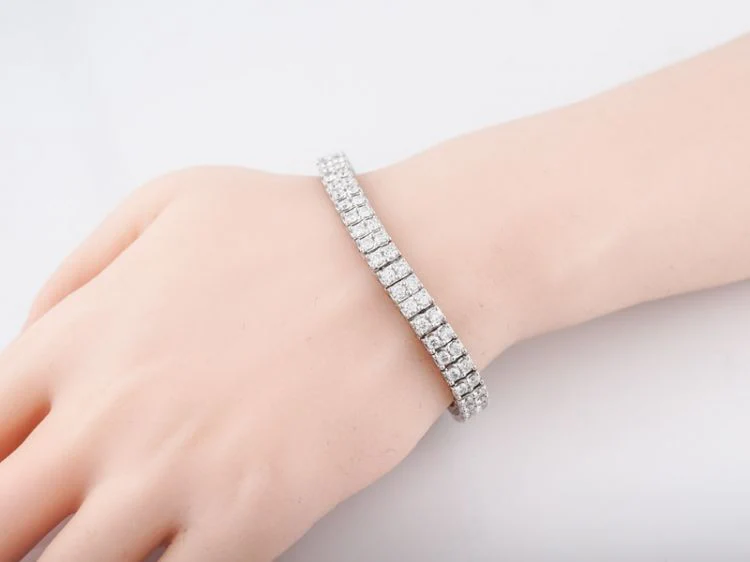 Tennis Bracelet Modern 6.12 Round Brilliant Cut Diamonds in 14k White Gold - Image 5