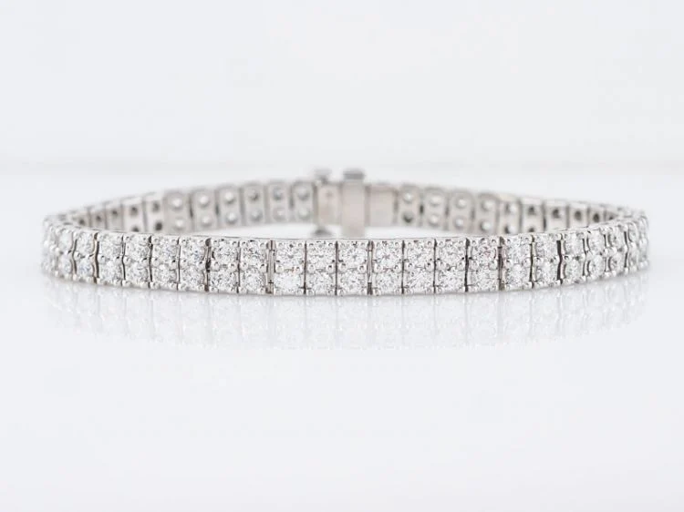 Tennis Bracelet Modern 6.12 Round Brilliant Cut Diamonds in 14k White Gold - Image 6