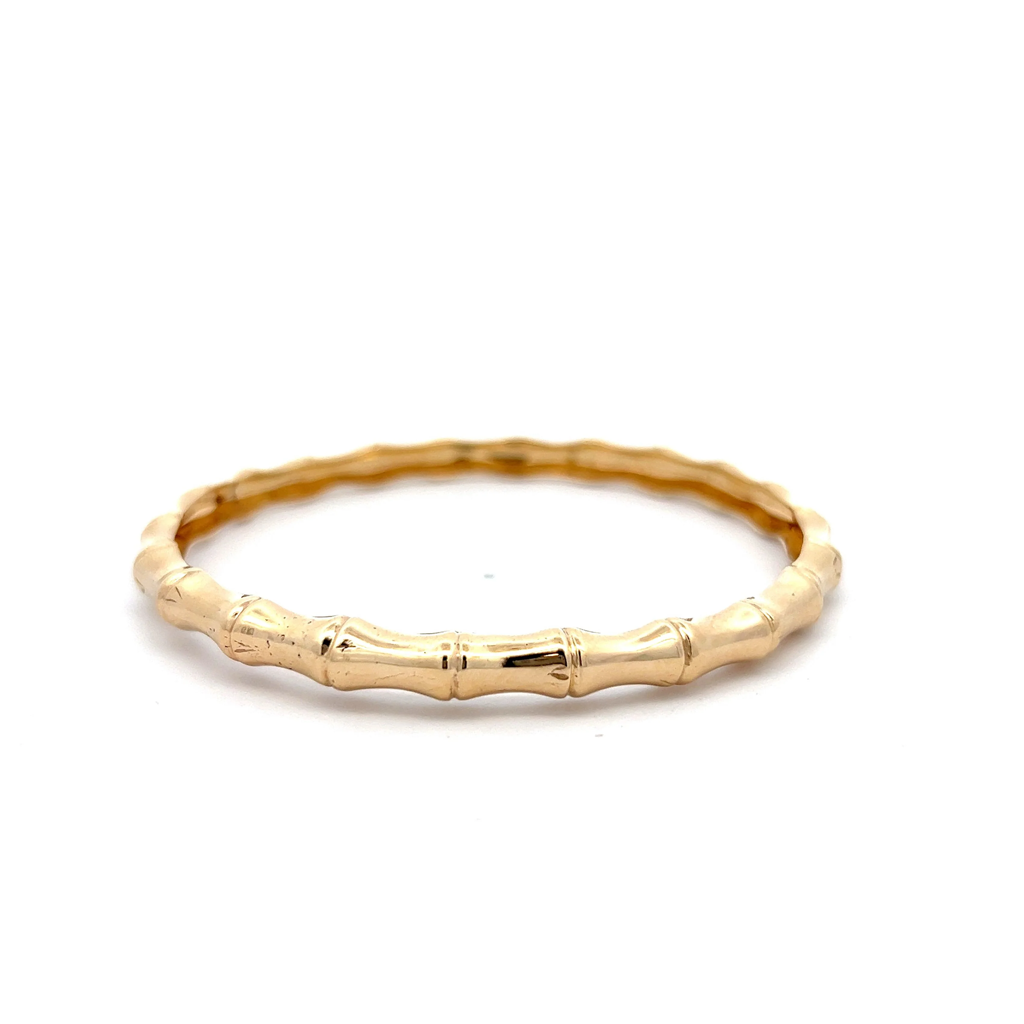 Textured Bamboo Bangle Bracelet in 14k Yellow Gold - Image 2