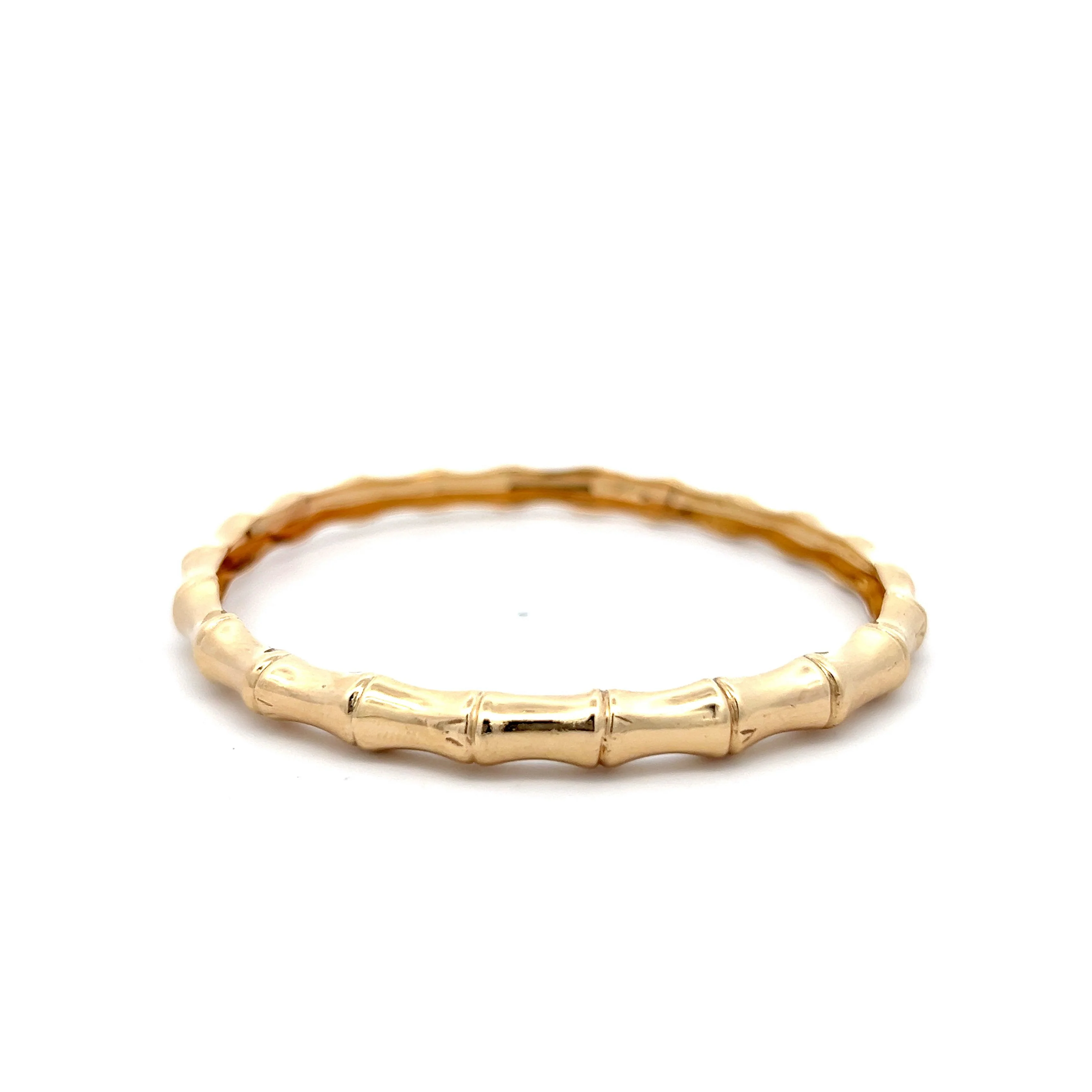 Textured Bamboo Bangle Bracelet in 14k Yellow Gold - Image 3