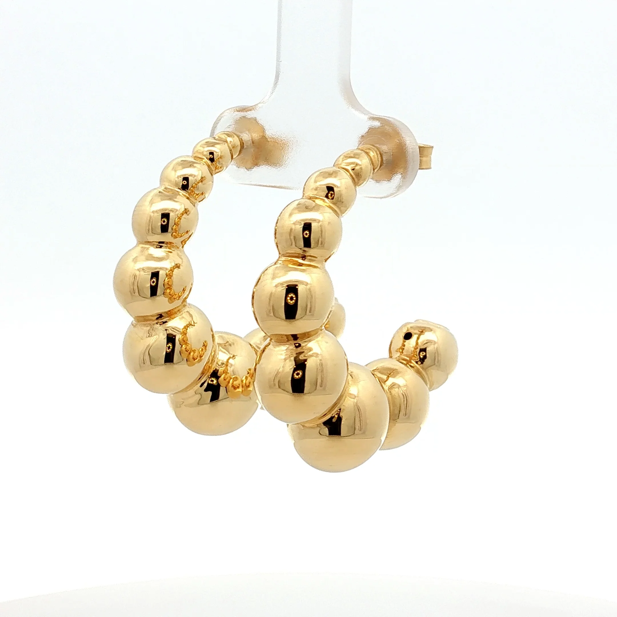 Textured Bubble Hoop Earrings in 14k Yellow Gold - Image 2