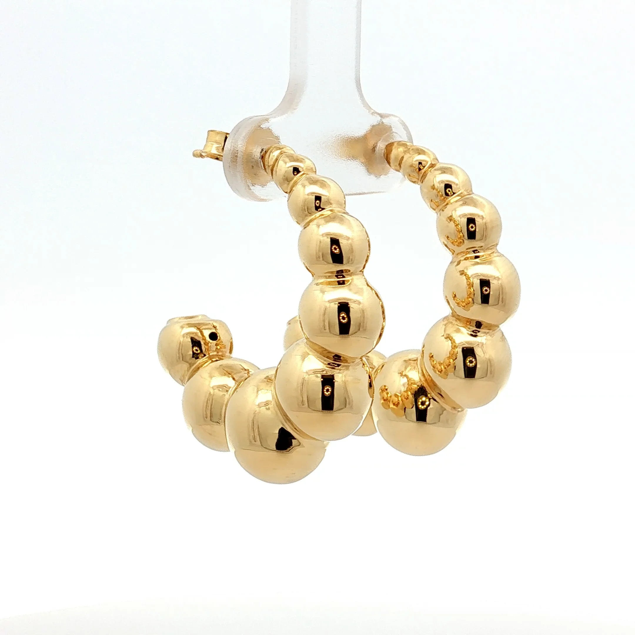 Textured Bubble Hoop Earrings in 14k Yellow Gold - Image 3