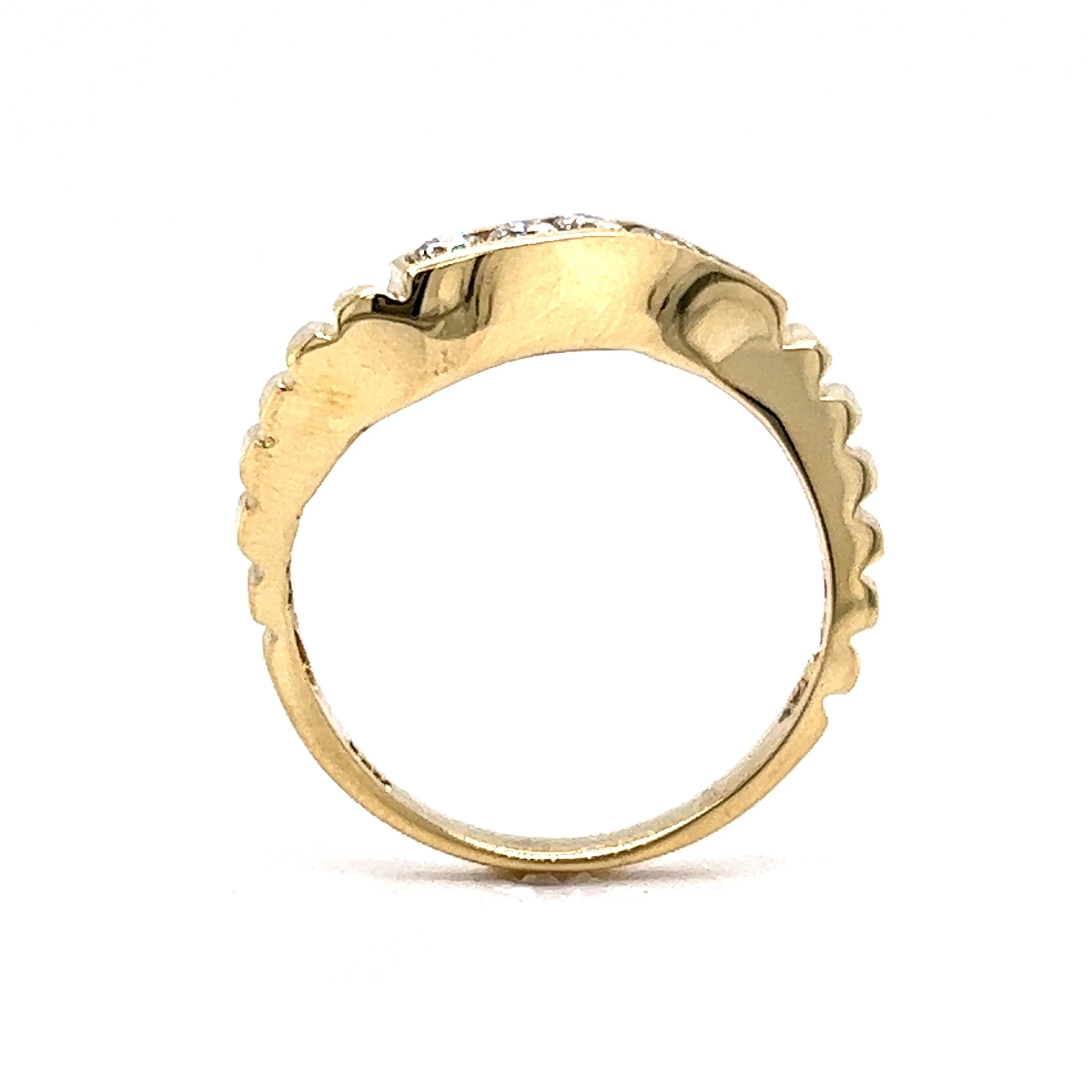 Textured Curved Diamond Stacking Ring in 14k Yellow Gold - Image 4