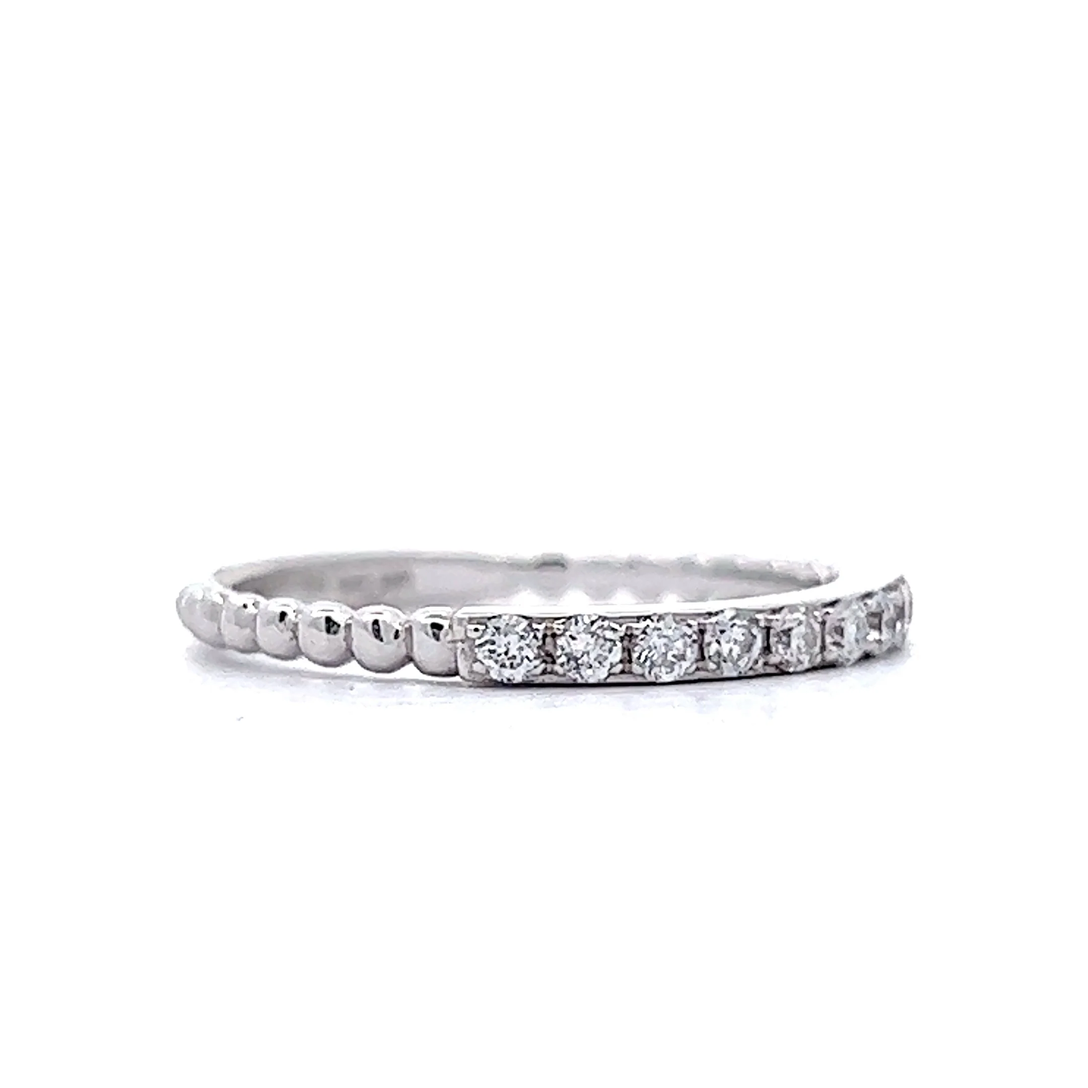 Textured Diamond Wedding Band in 14k White Gold - Image 3