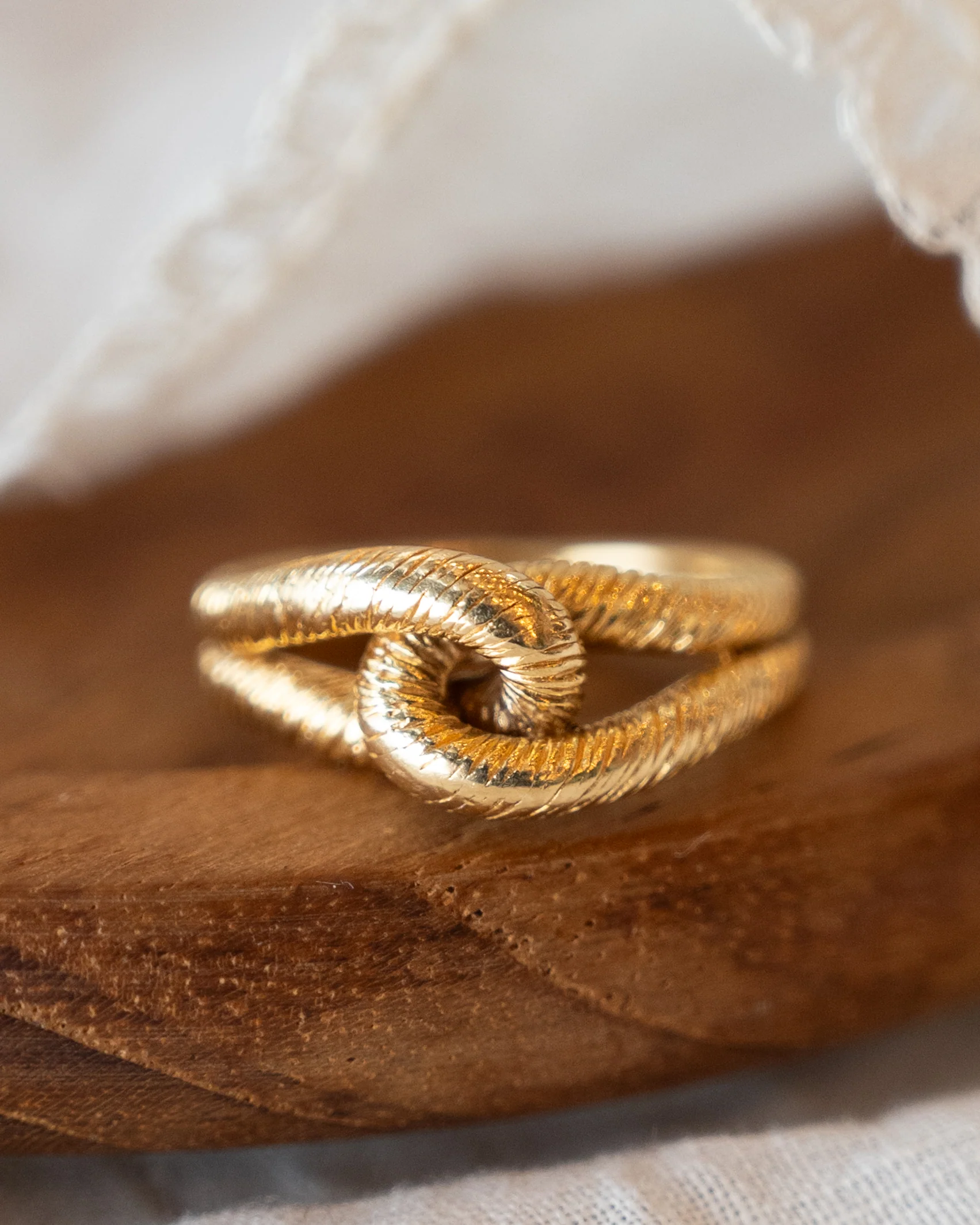 Textured Knotted Cocktail Ring in 18k Yellow Gold - Image 6