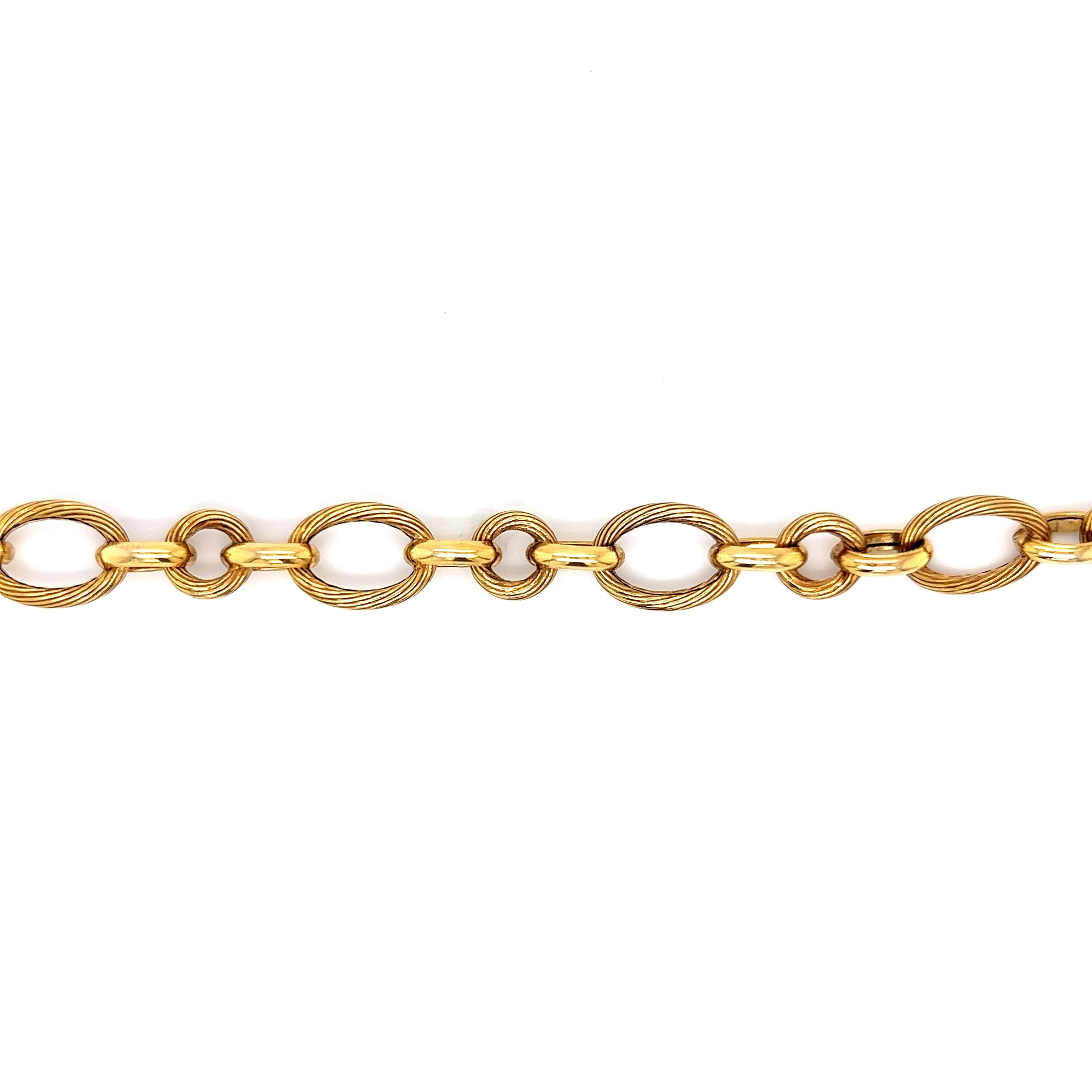 Textured Oval & Round Link Bracelet in 14k Yellow Gold - Image 4