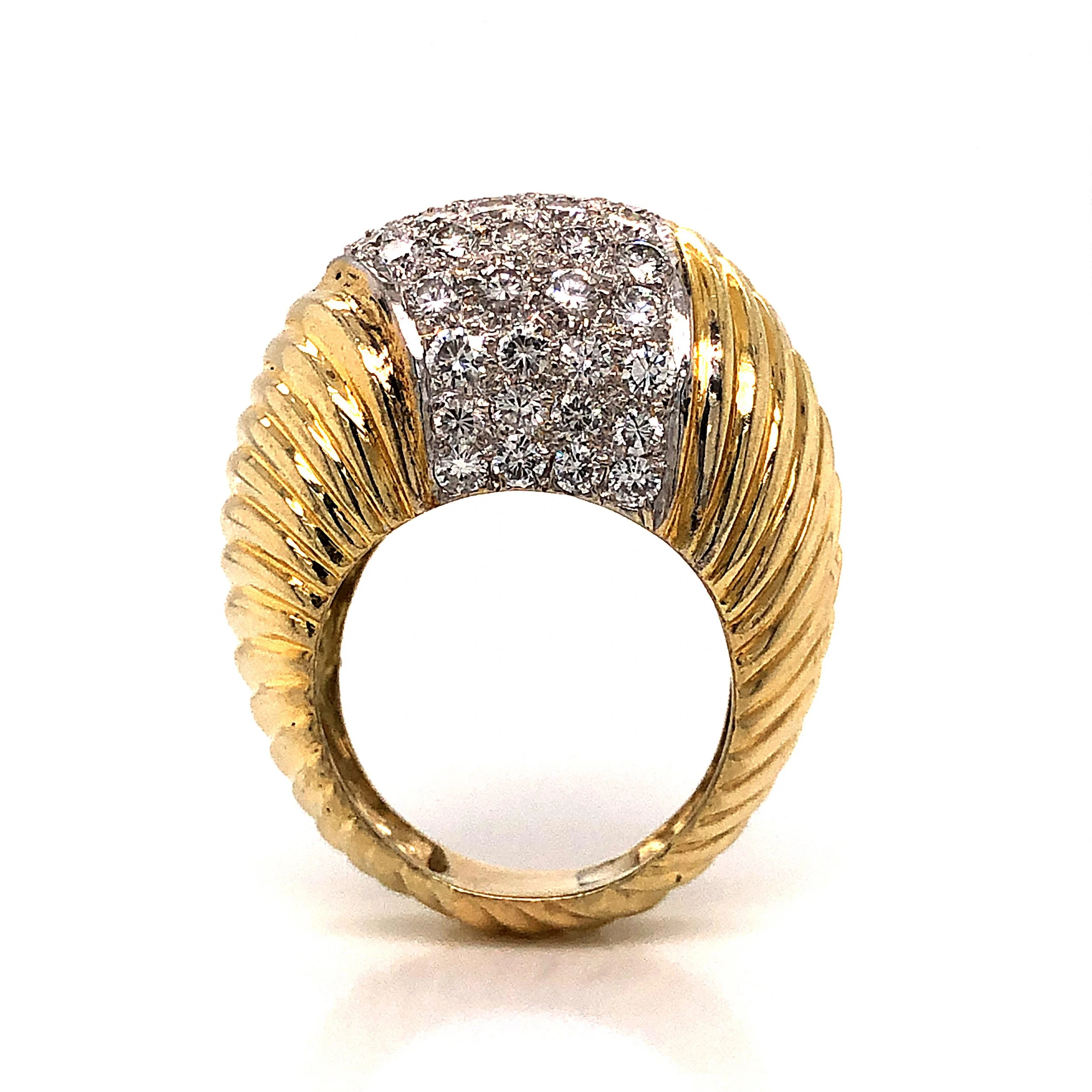 Textured Pave Diamond Cocktail Ring 18k Yellow Gold - Image 4
