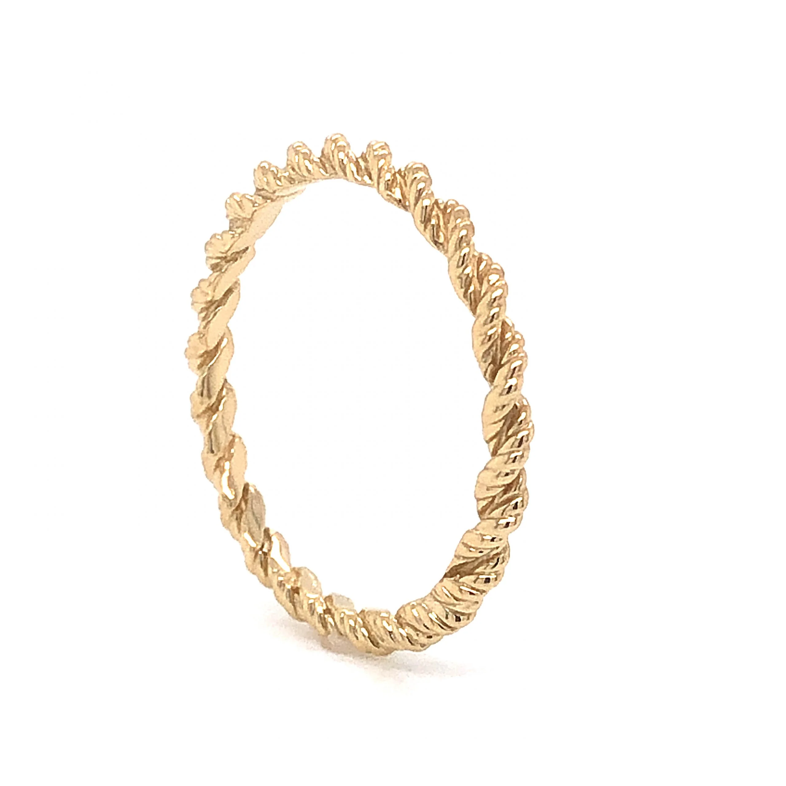 Textured Rope Stacking Band in 14k Yellow Gold - Image 4