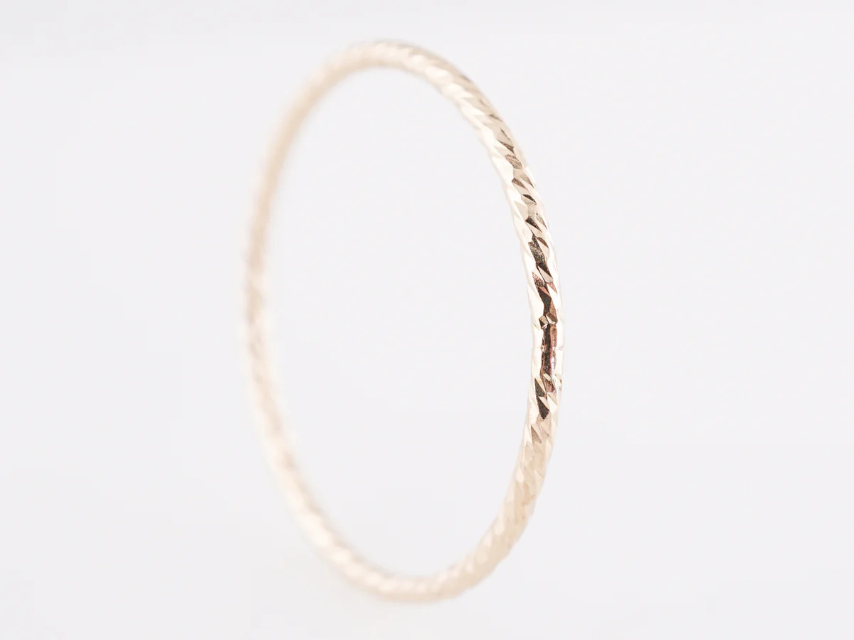 Textured Stacking Wedding Band in 14k Yellow Gold - Image 3