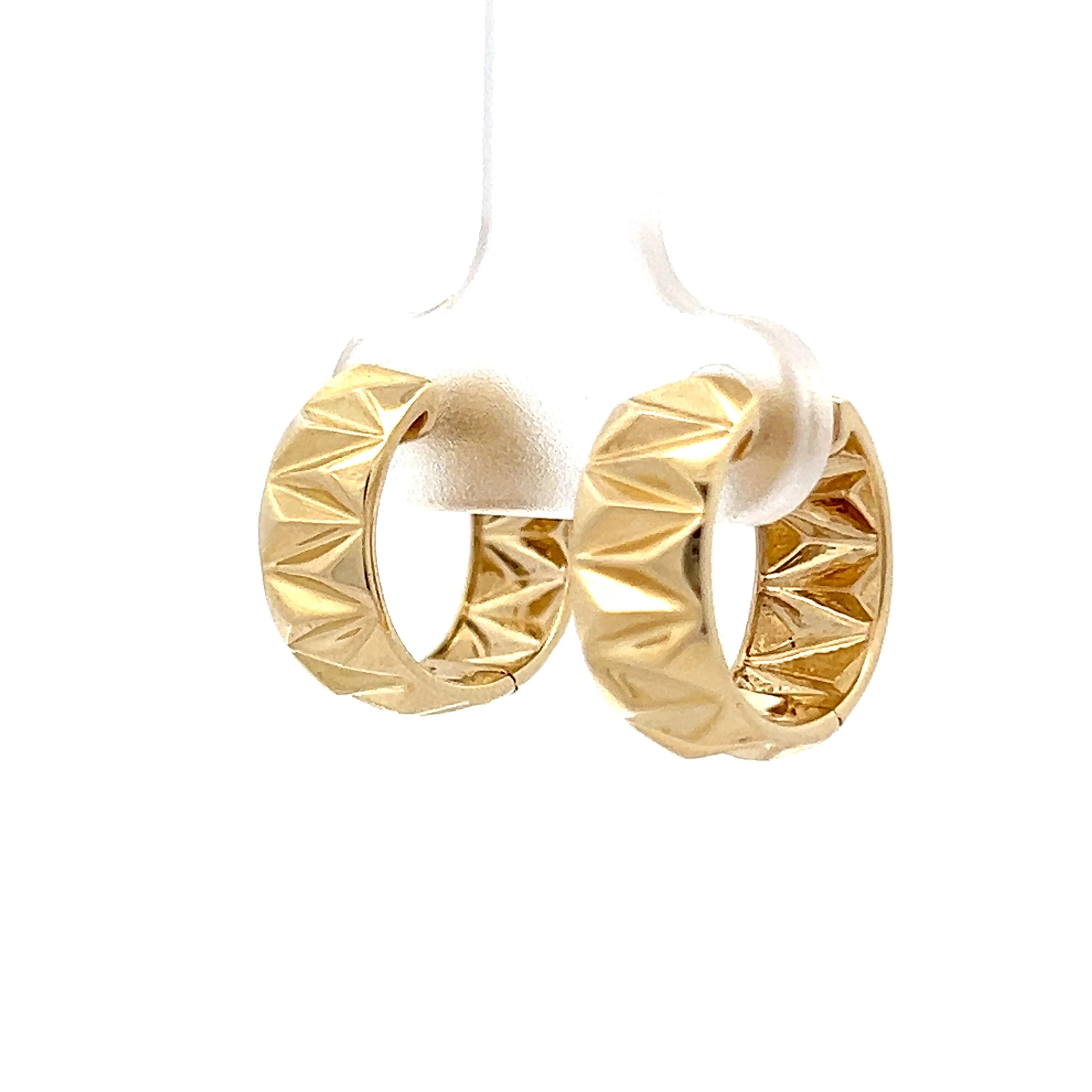 Textured Triangle Hoop Earrings in 14k Yellow Gold - Image 2