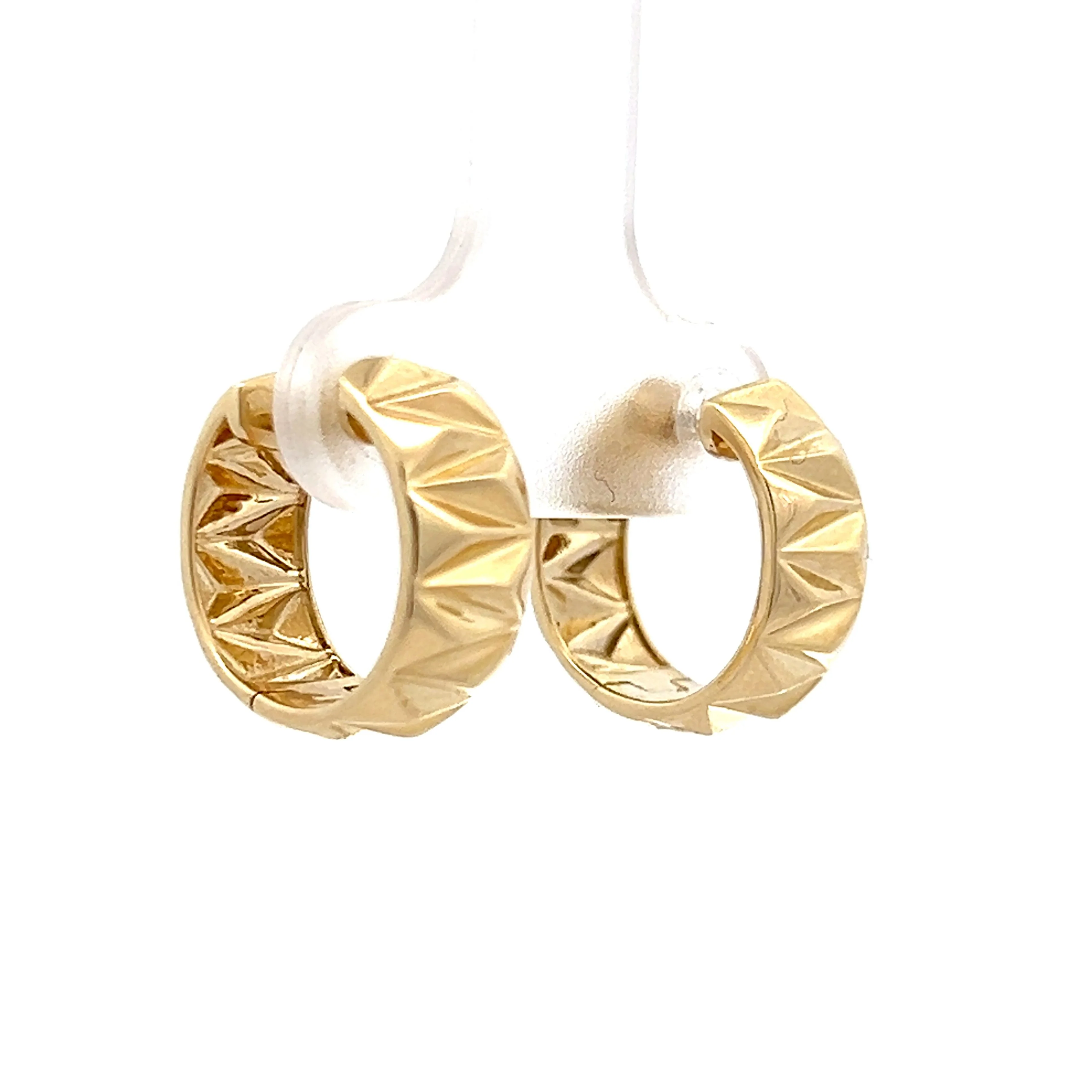 Textured Triangle Hoop Earrings in 14k Yellow Gold - Image 3