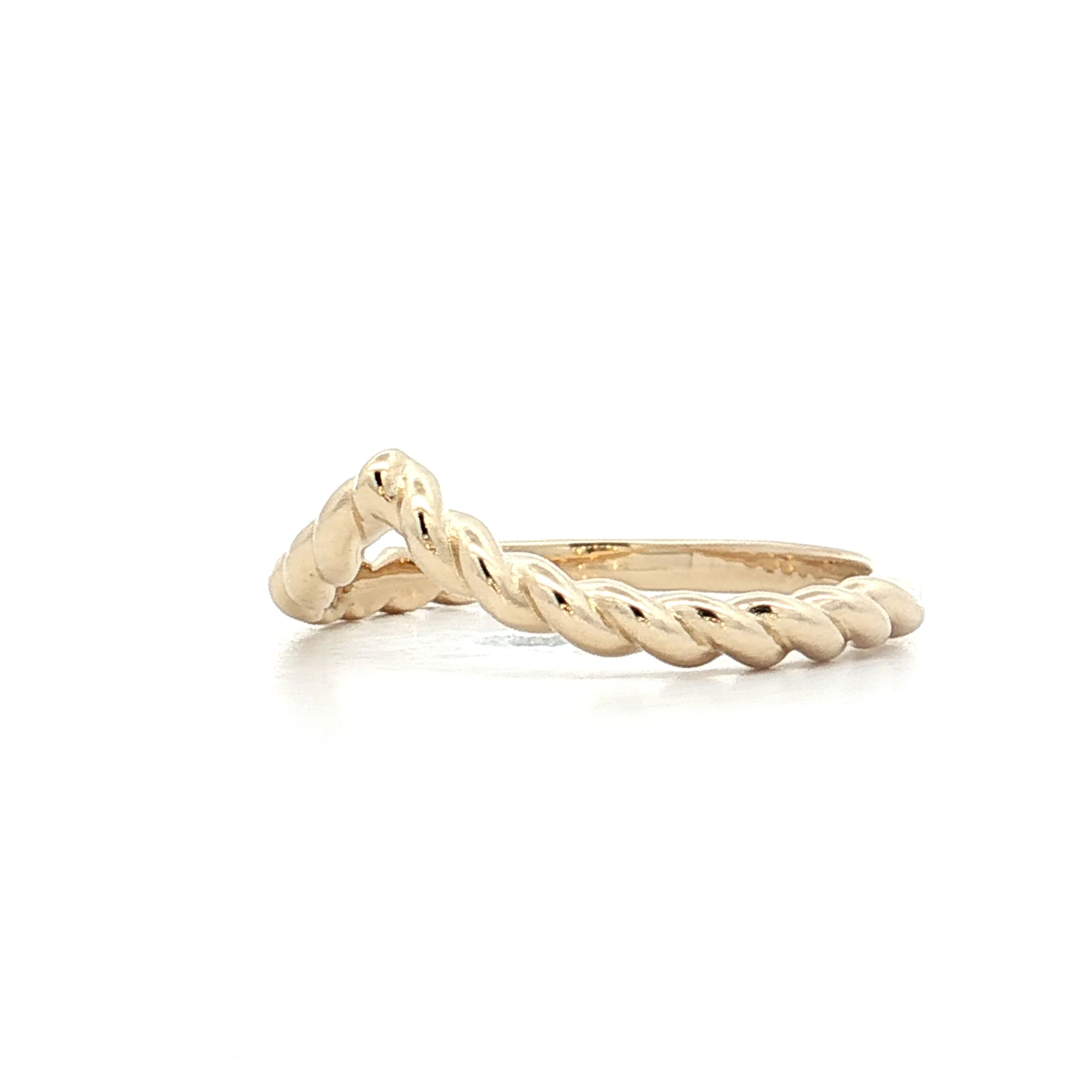 Textured V Contour Wedding Band in 14k Yellow Gold - Image 2