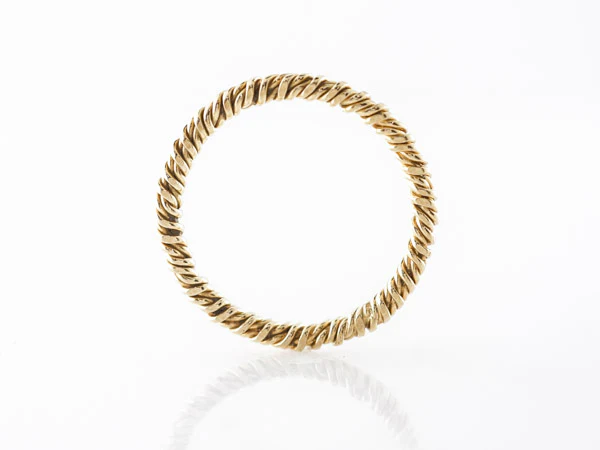 Textured Wedding Band in 14k Yellow Gold - Image 3