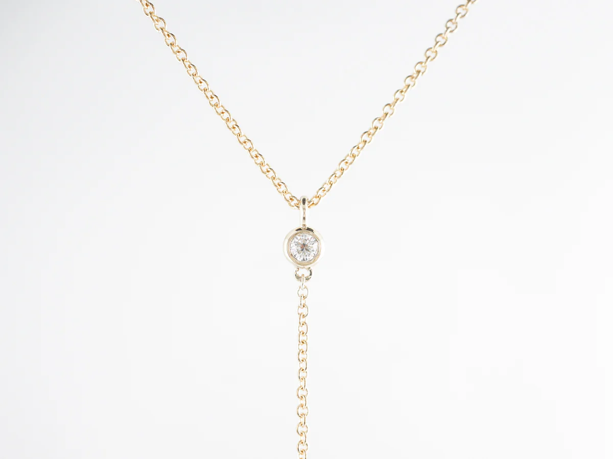 Thin 18 Inch Diamond Y Necklace in 14k Yellow Gold - Image 2