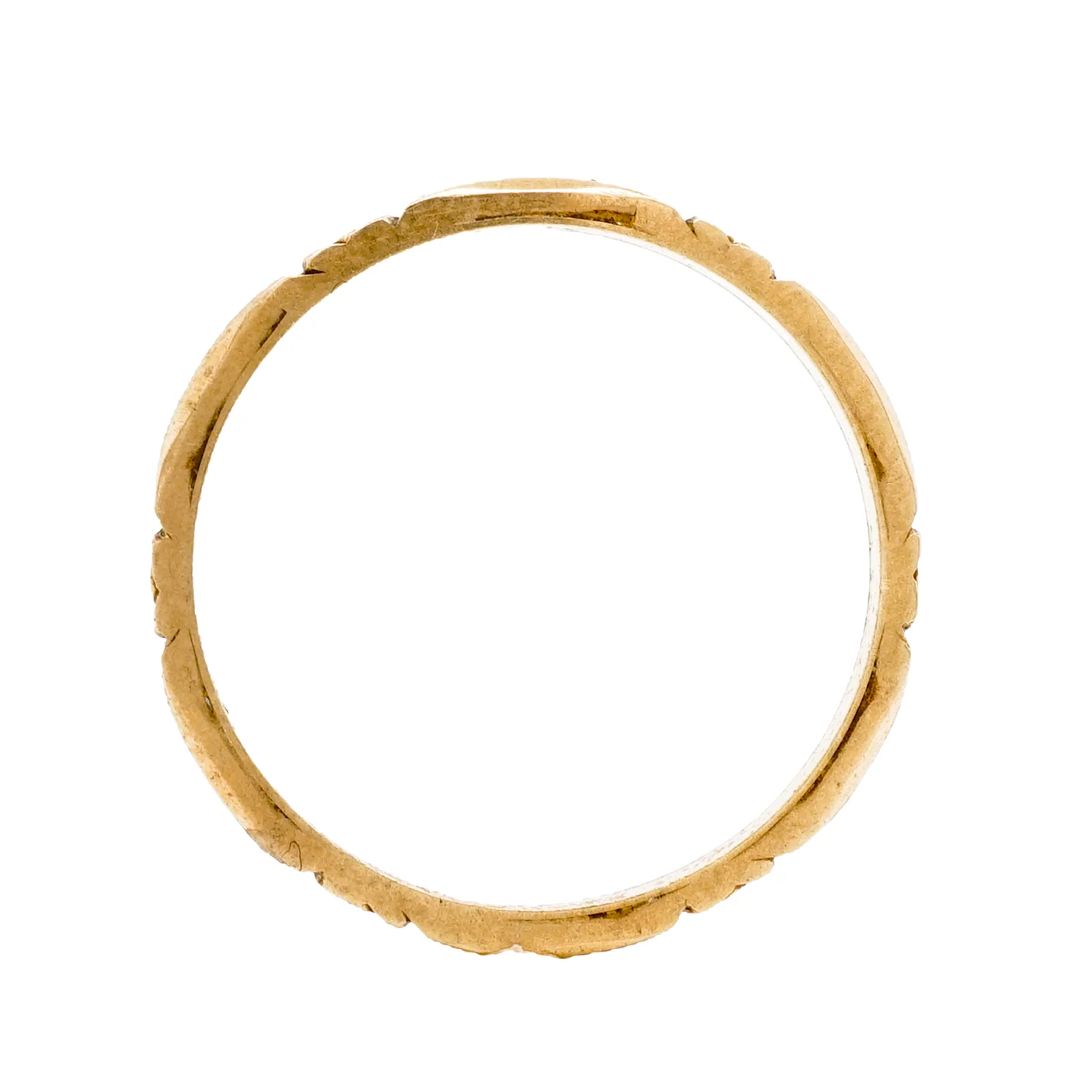 Thin Art Deco Engraved Wedding Band in 14k Yellow Gold - Image 2