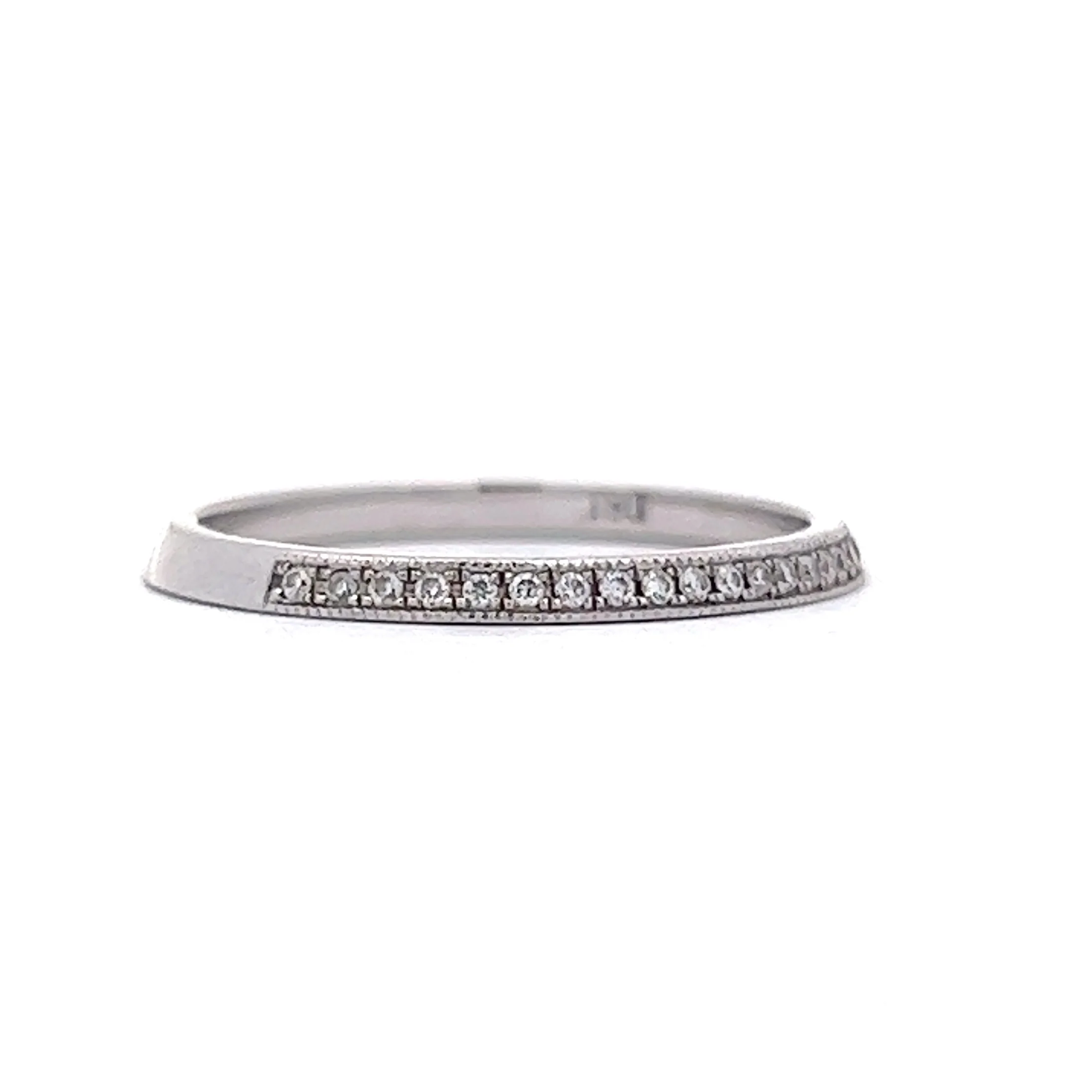 Thin Brilliant Cut Diamond Wedding Band in 14k White Gold - Image 3