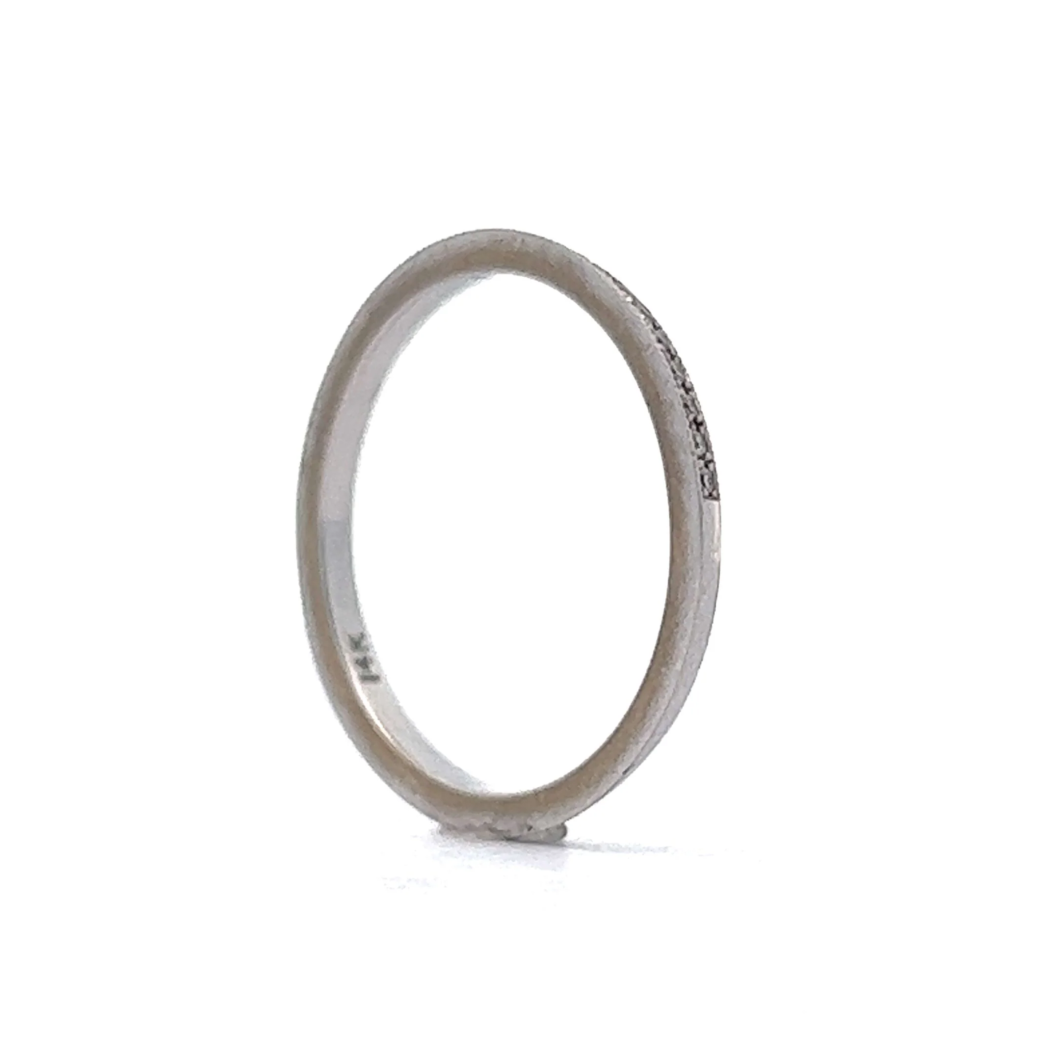 Thin Brilliant Cut Diamond Wedding Band in 14k White Gold - Image 5