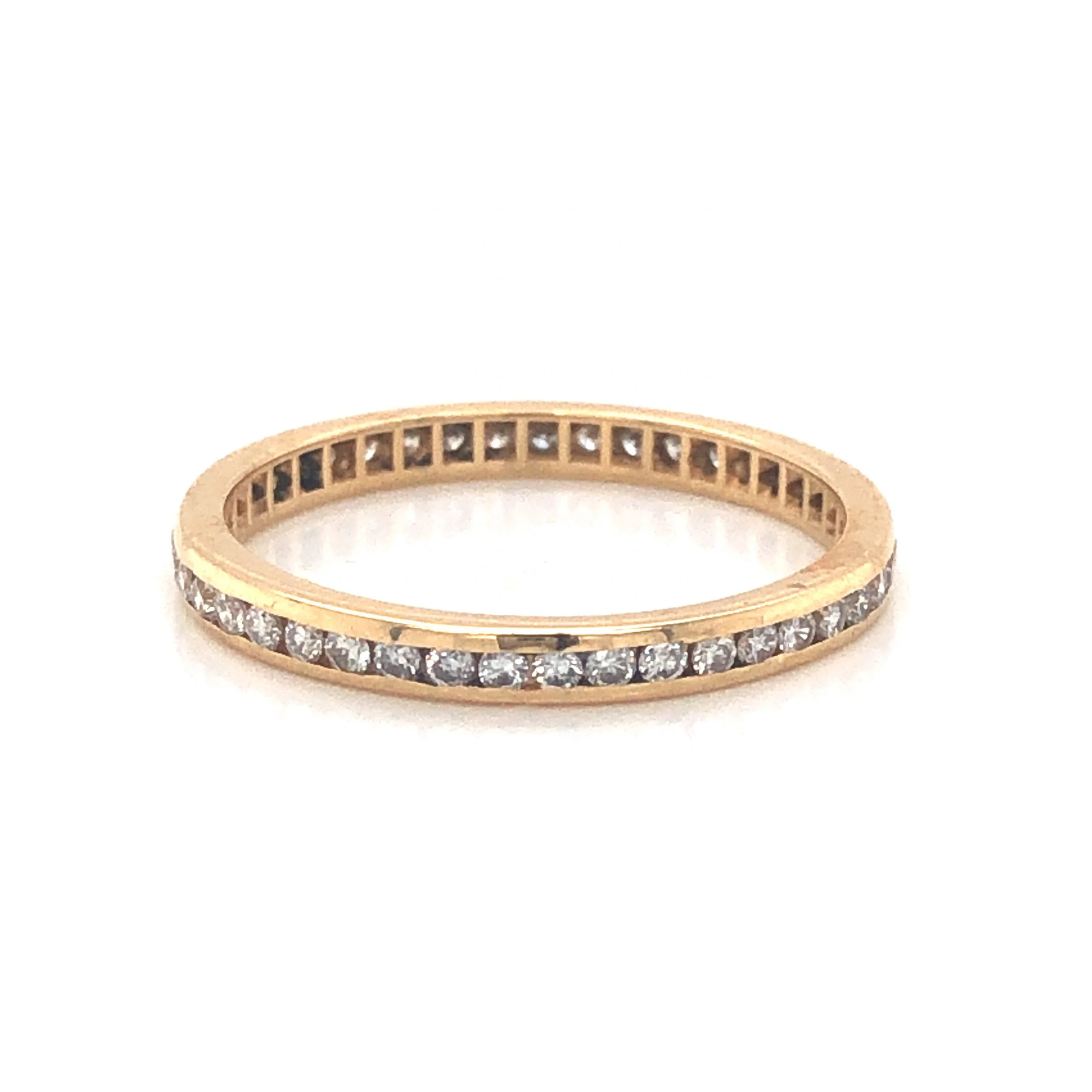 Thin Channel Set Diamond Wedding Band in 14k Yellow Gold - Image 2