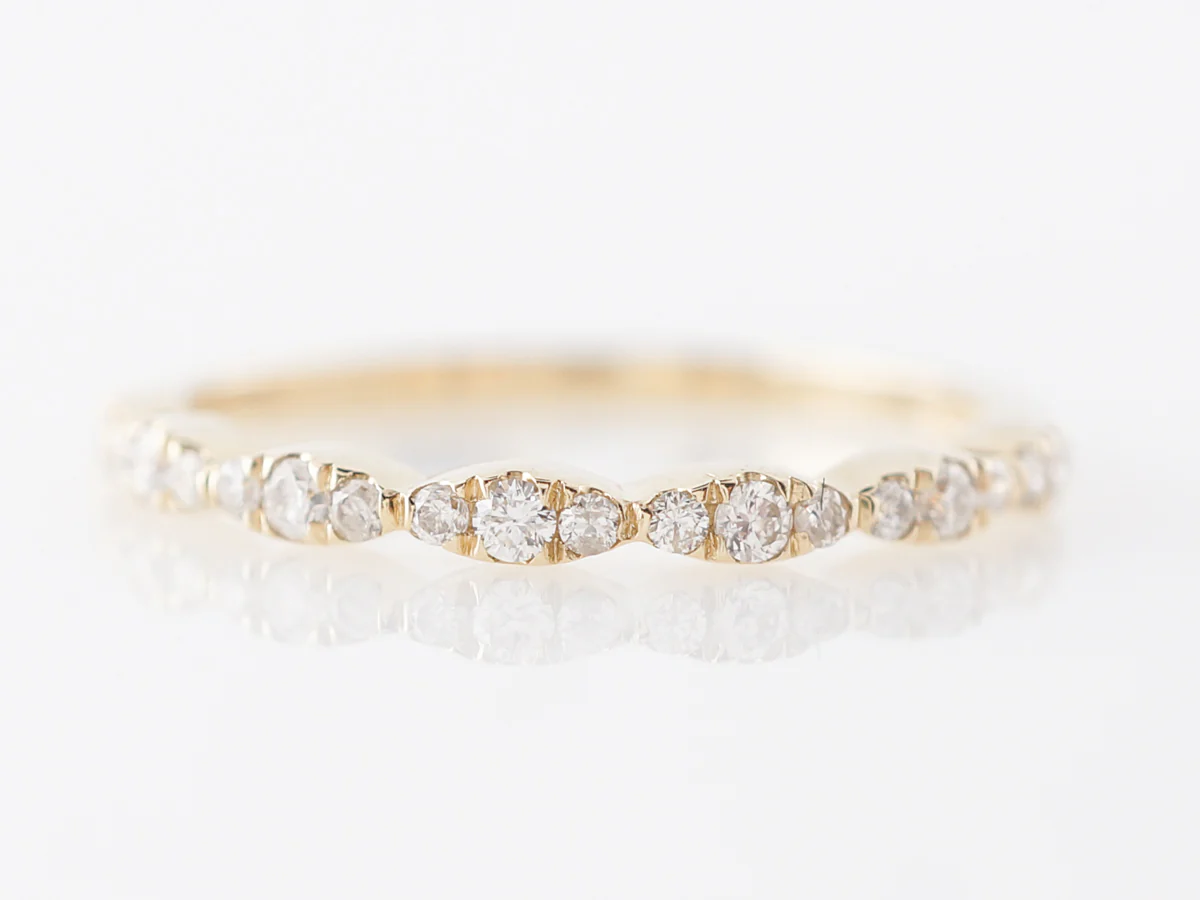 Thin Cluster Diamond Wedding Band in 14k Yellow Gold