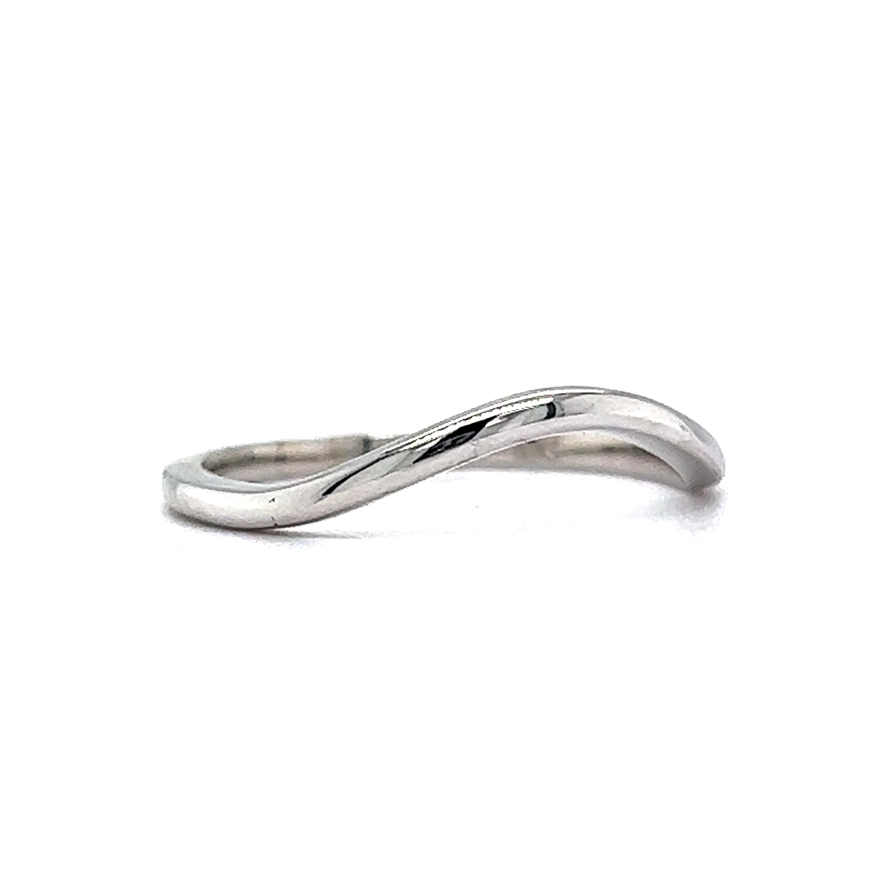 Thin Curved Wedding Band in 14k White Gold - Image 3