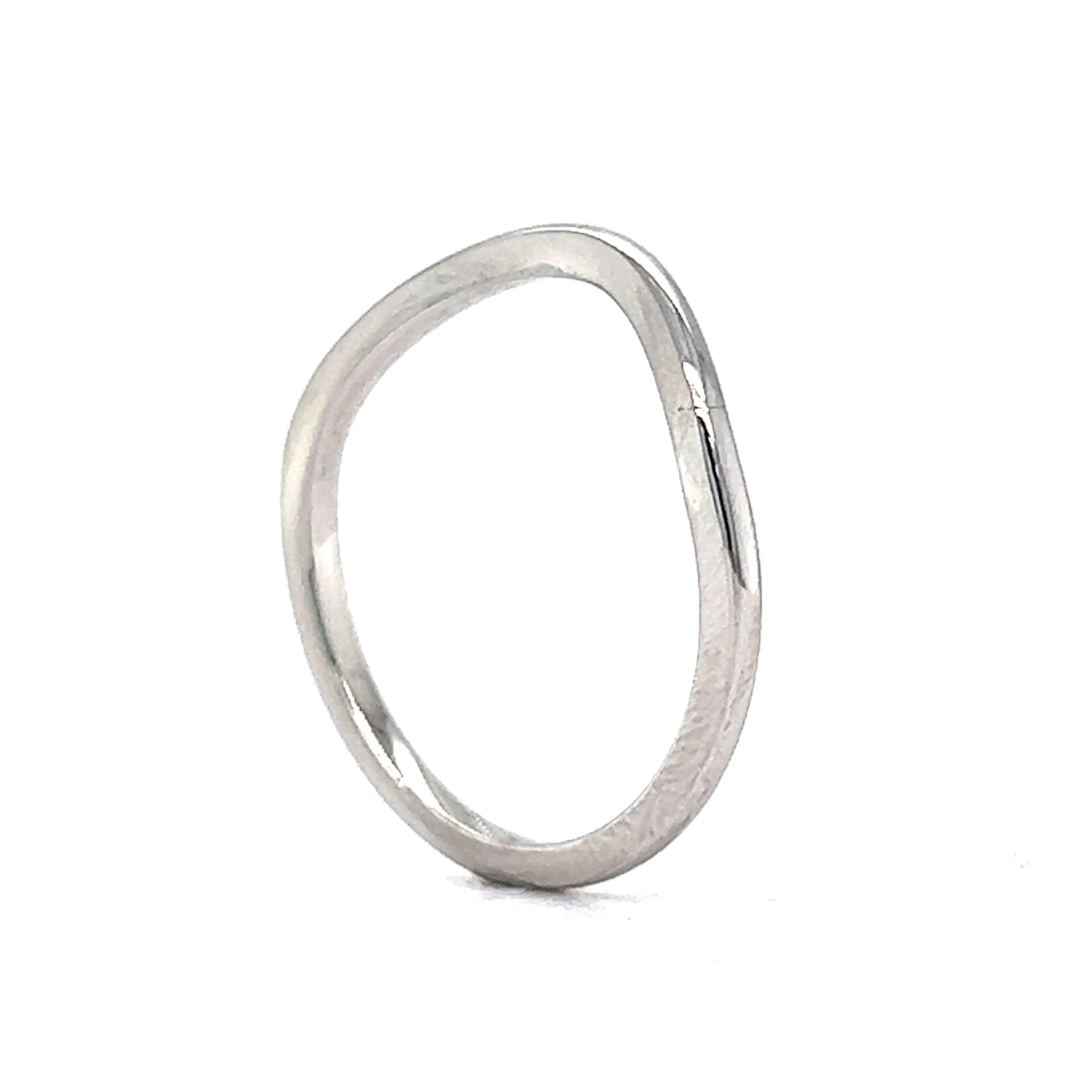 Thin Curved Wedding Band in 14k White Gold - Image 5