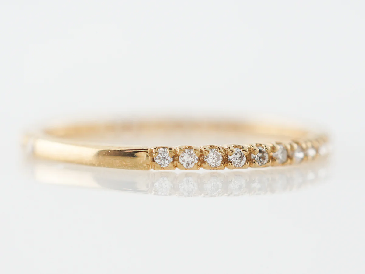 Thin Diamond Wedding Band in 14k Yellow Gold - Image 3