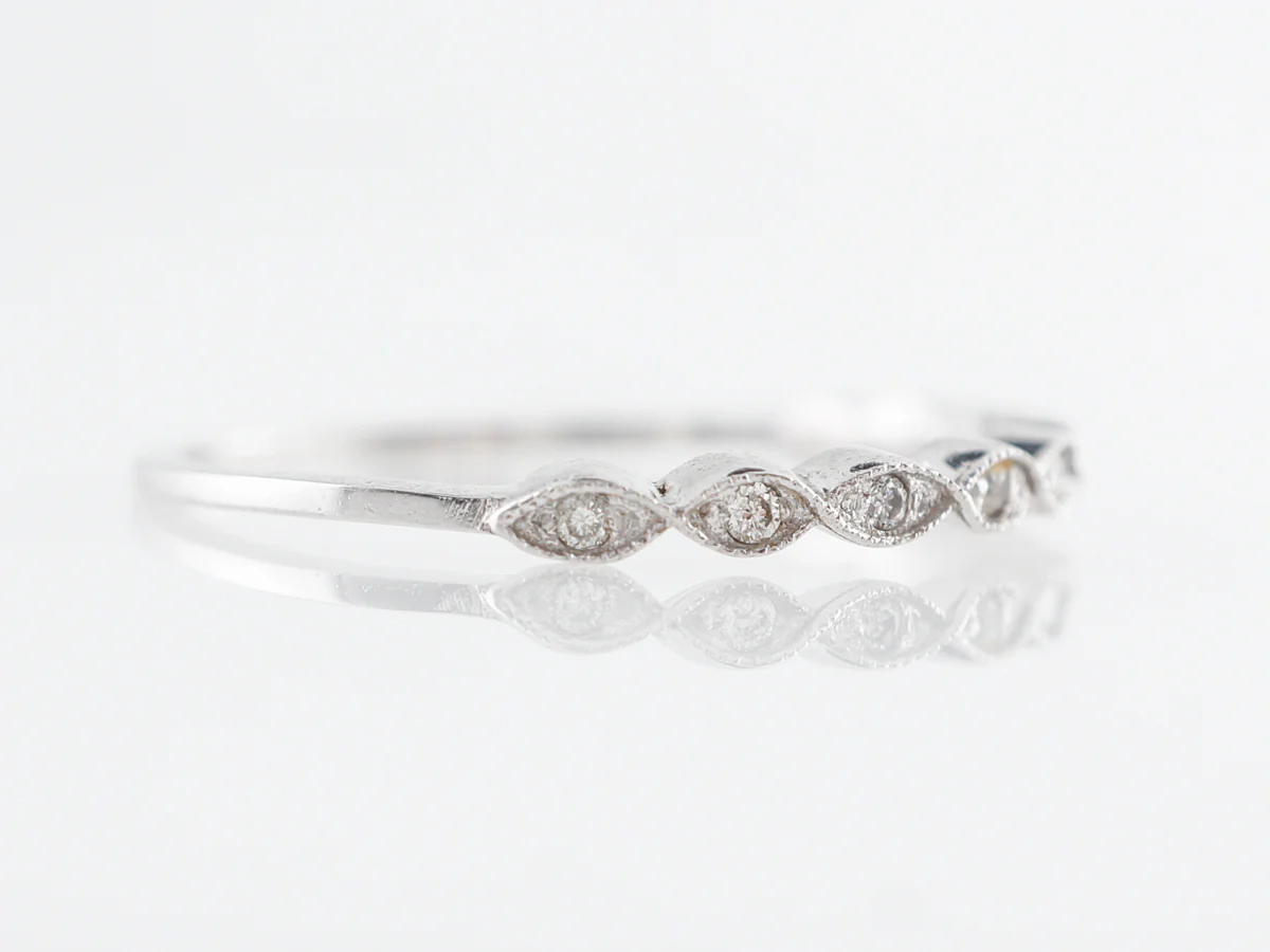 Thin Marquis Shaped Diamond Wedding Band in 14k - Image 2