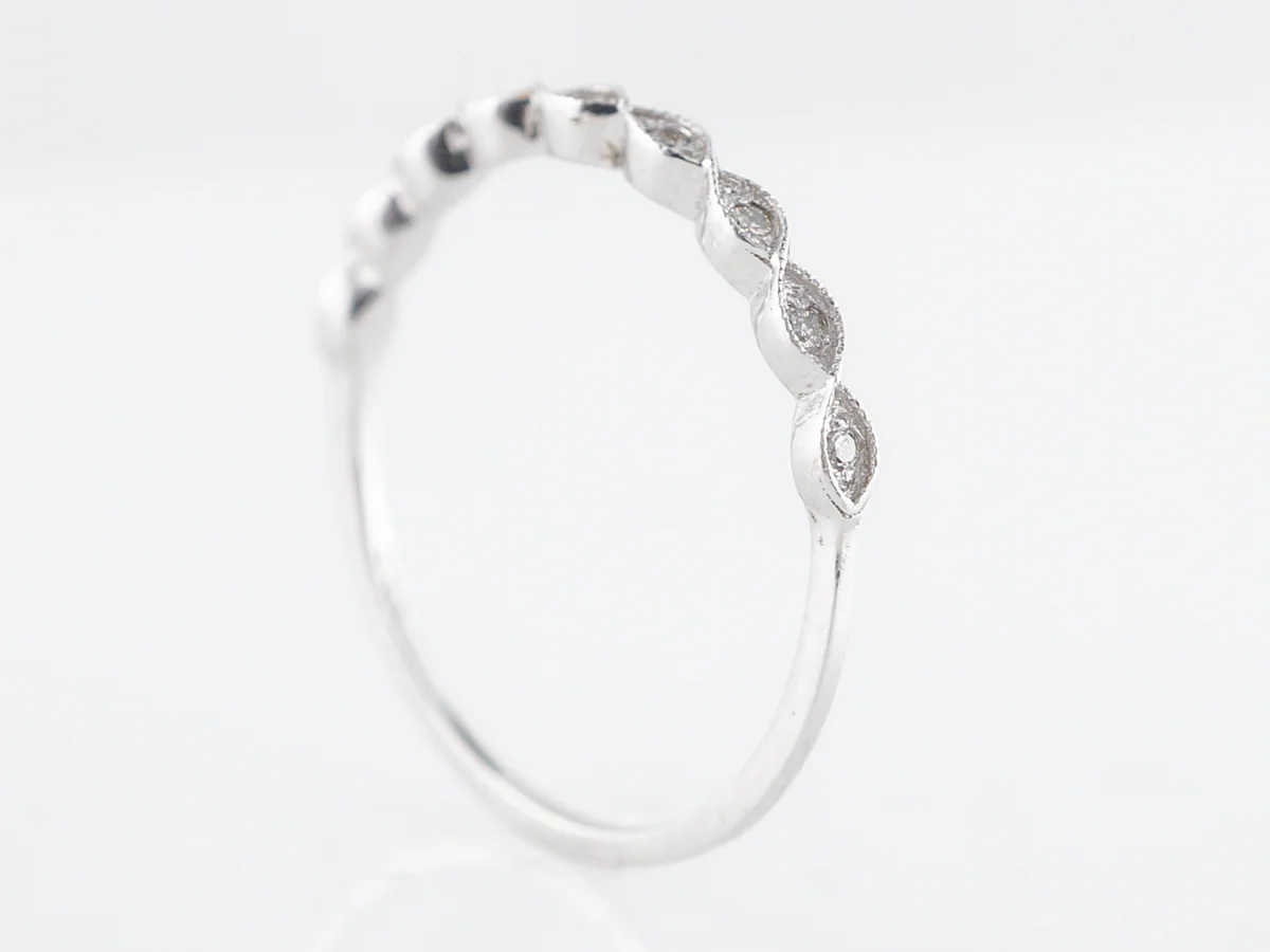 Thin Marquis Shaped Diamond Wedding Band in 14k - Image 3