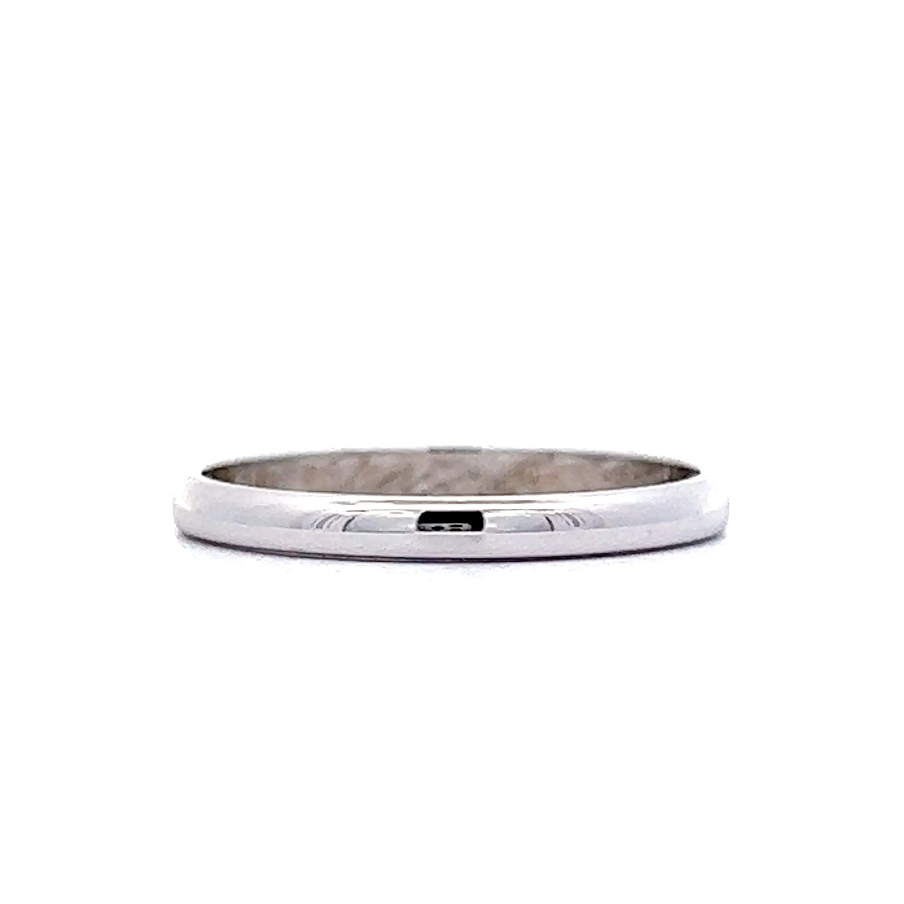 Thin Mid-Century Wedding Band in 14k White Gold