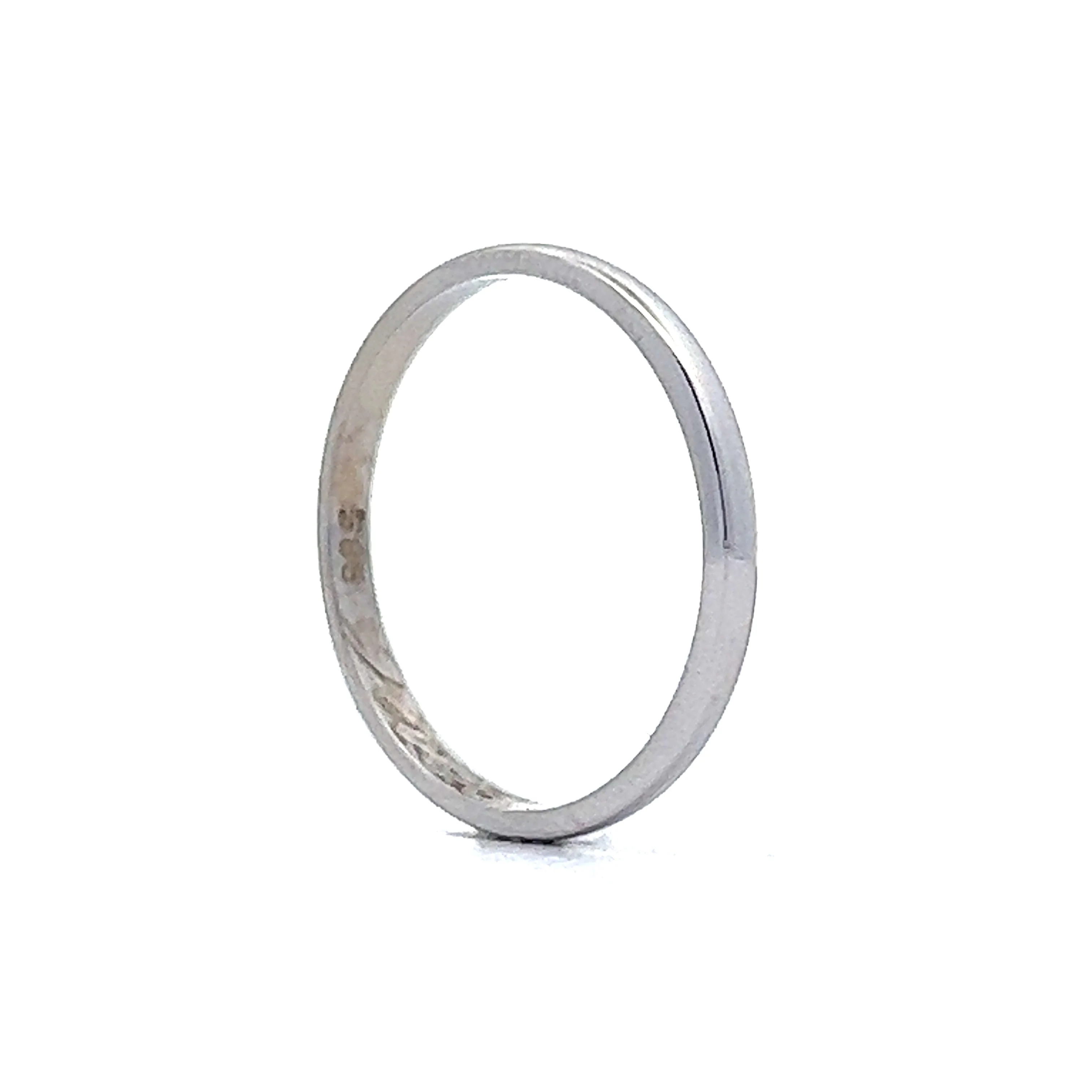 Thin Mid-Century Wedding Band in 14k White Gold - Image 5