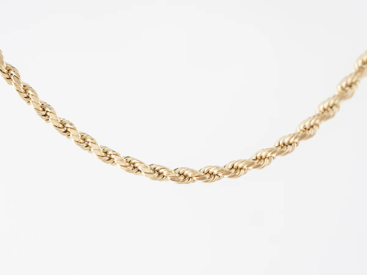 Thin Rope Chain Necklace in 14k Yellow Gold - Image 2