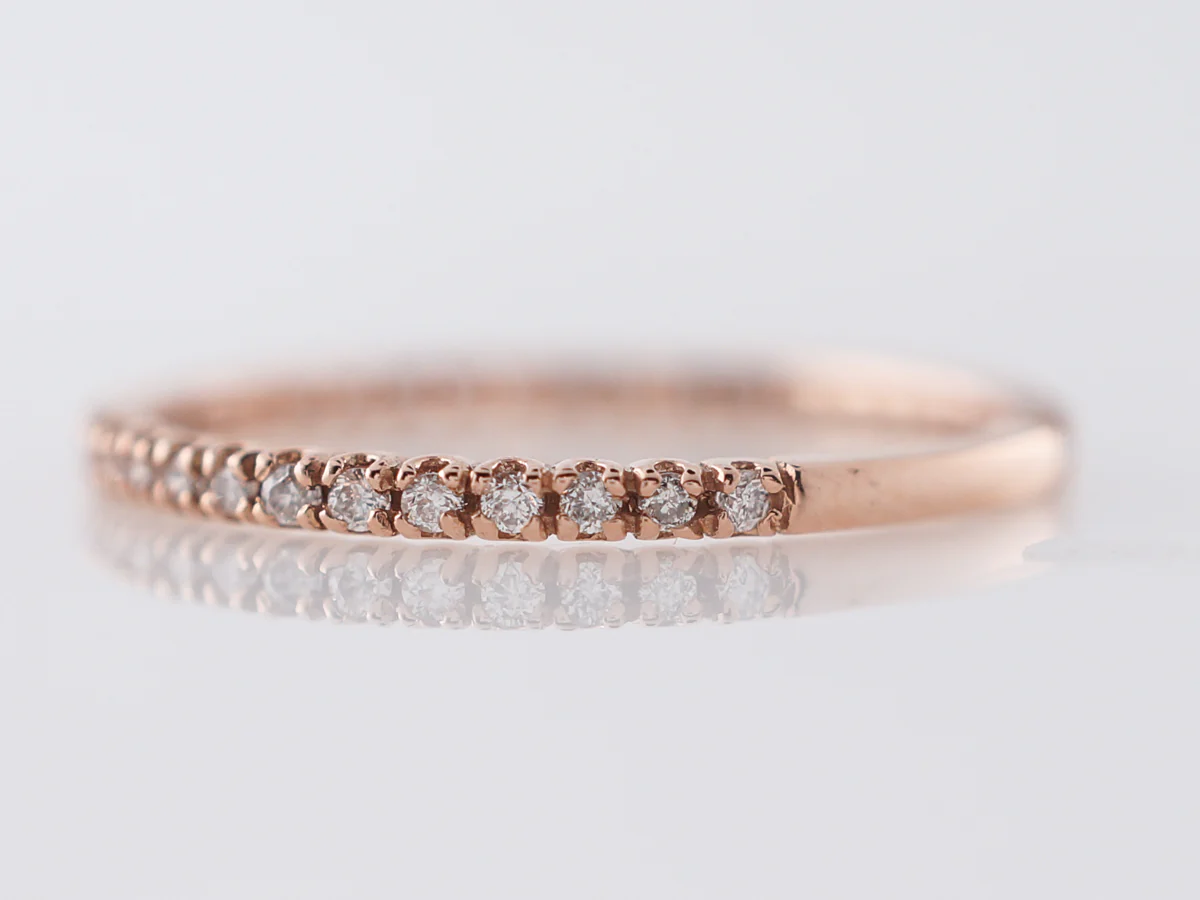 Thin Rose Gold Diamond Wedding Band in 14k - Image 2