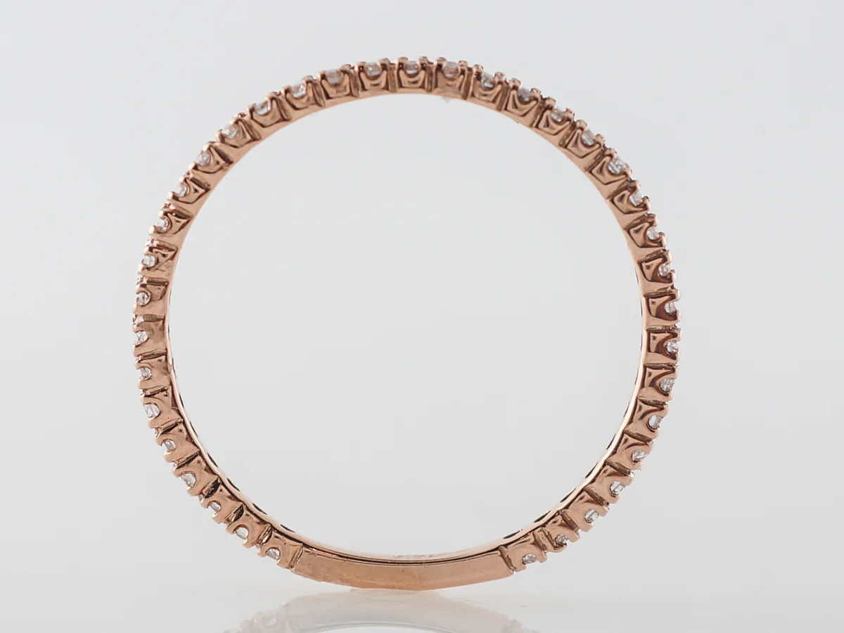 Thin Rose Gold Diamond Wedding Band in 14k - Image 4