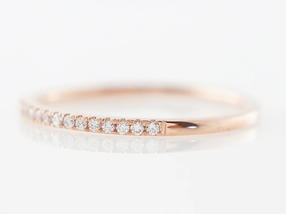 Thin Rose Gold Wedding Band w/ Diamonds in 18k - Image 2