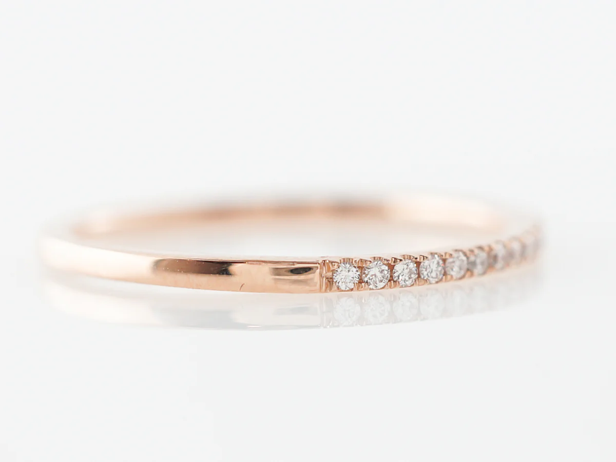 Thin Rose Gold Wedding Band w/ Diamonds in 18k - Image 3