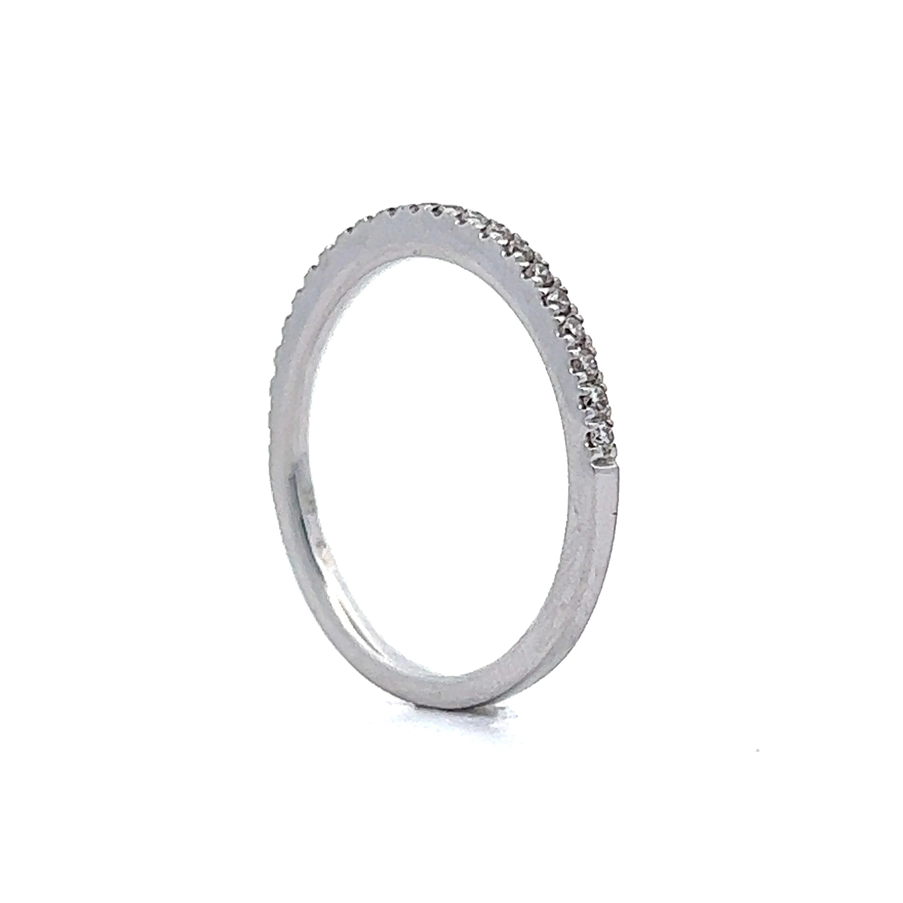 Thin Round Brilliant Diamond Wedding Band in 14k - Image 5