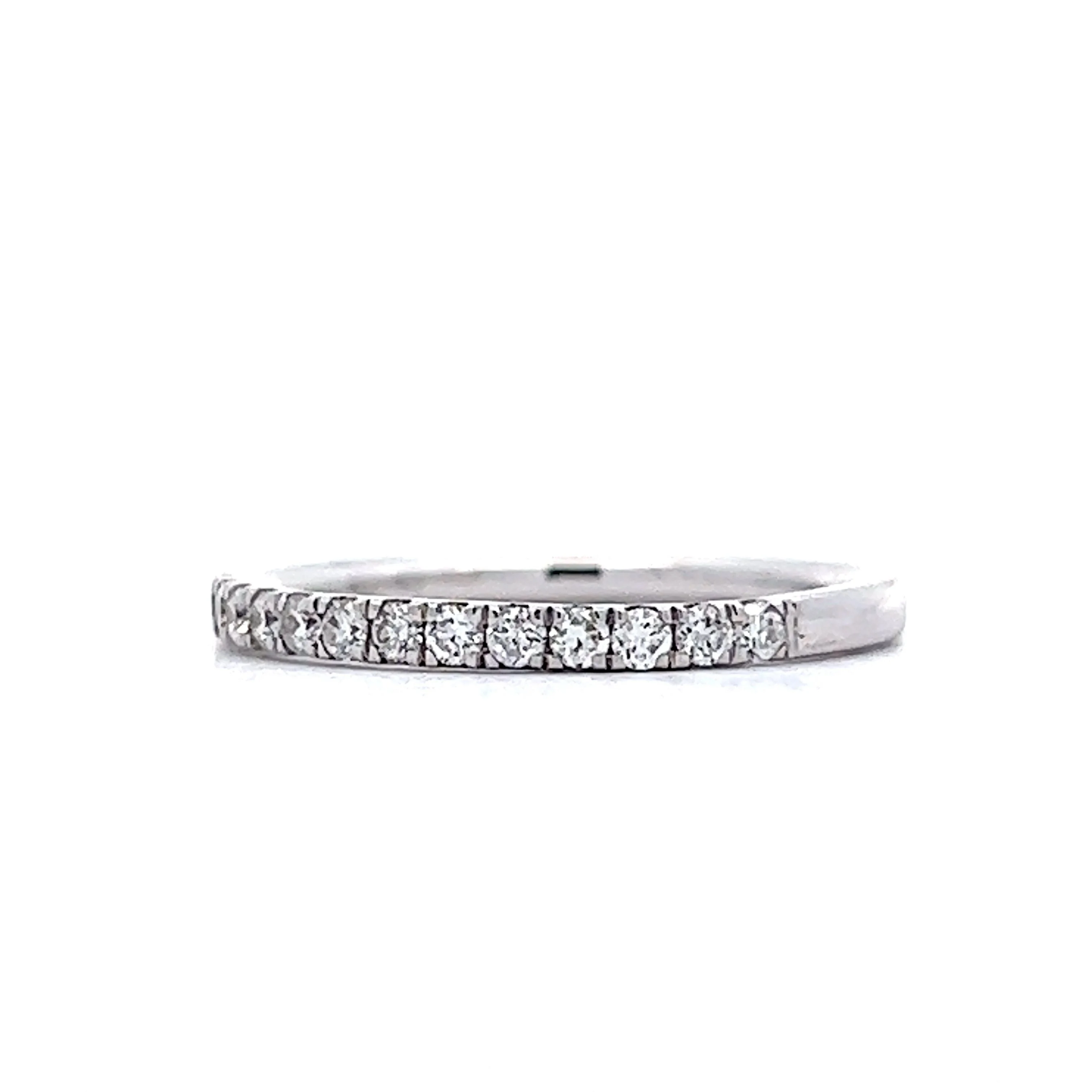 Thin Stacking Band w/ Diamonds in 14k White Gold - Image 3
