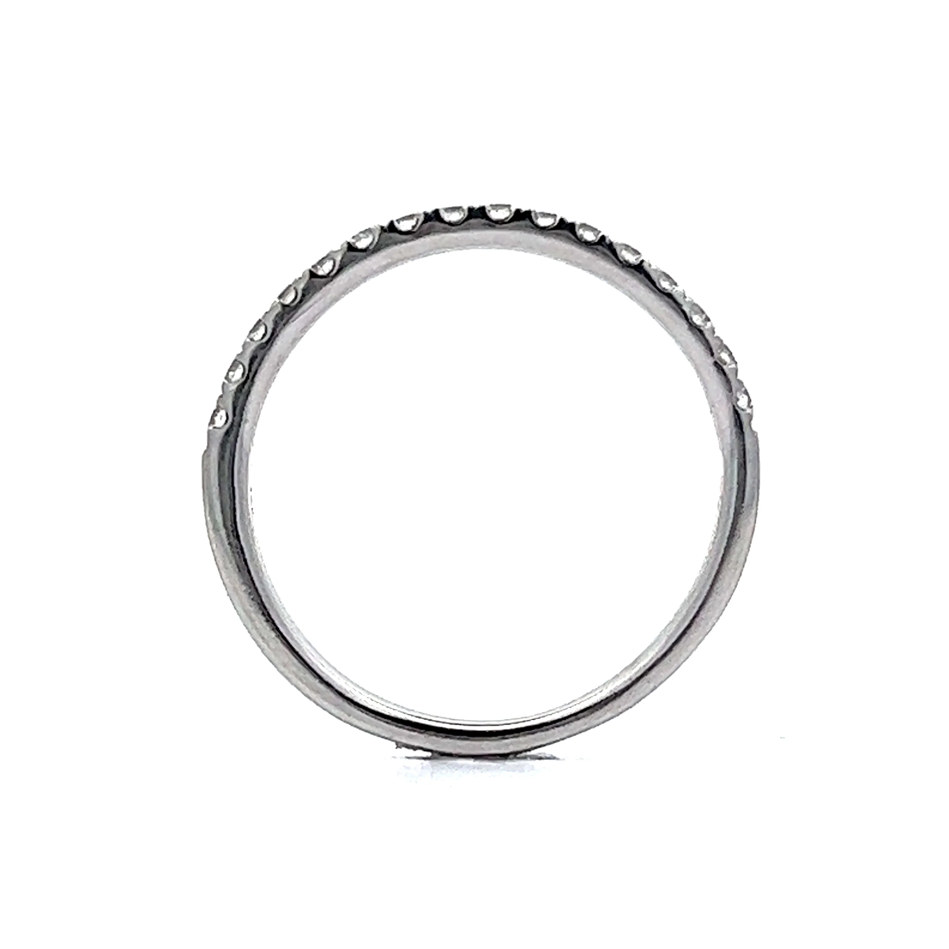 Thin Stacking Band w/ Diamonds in 14k White Gold - Image 4