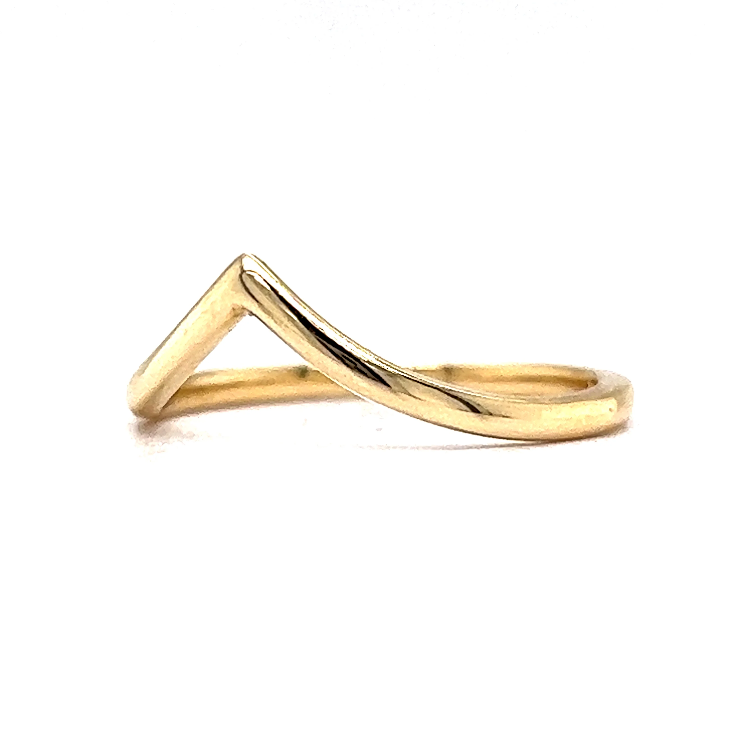 Thin V Shaped Wedding Band in 14k Yellow Gold - Image 2