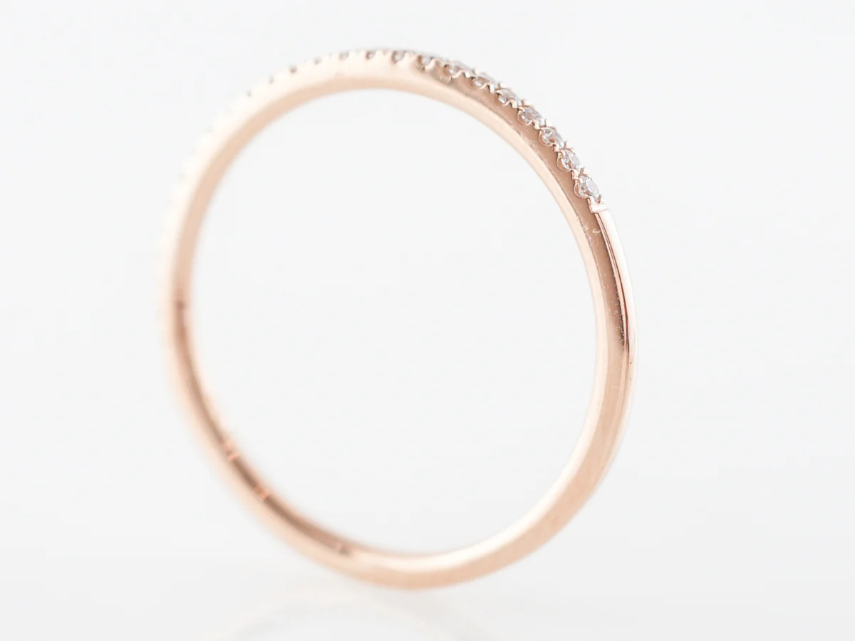 Thin Wedding Band w/ Diamonds in 18k Rose Gold - Image 4