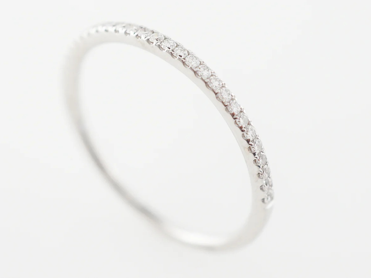 Thin White Gold Diamond Wedding Band - Image 6