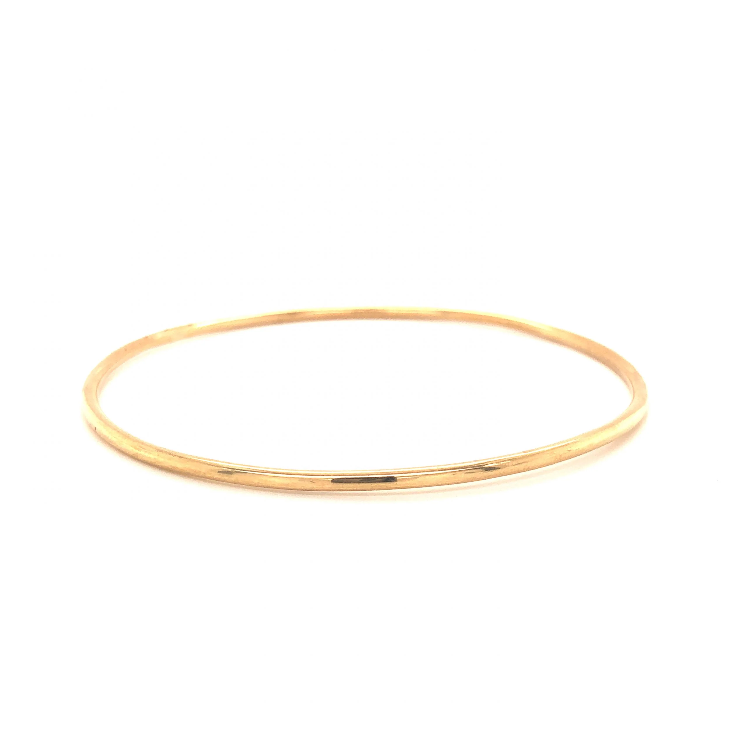 Thin Yellow Gold Bangle Bracelet in 14k - Image 2