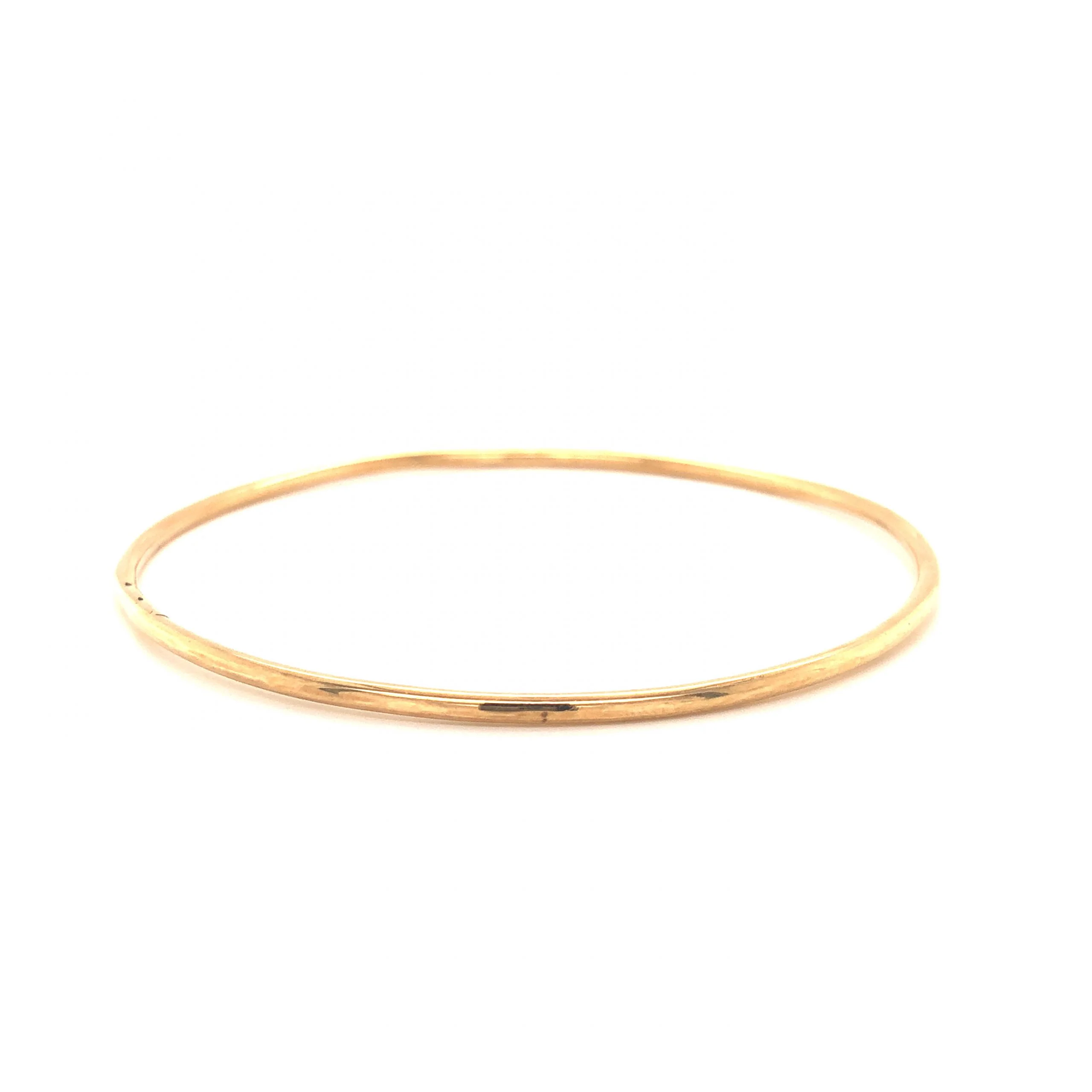 Thin Yellow Gold Bangle Bracelet in 14k - Image 3