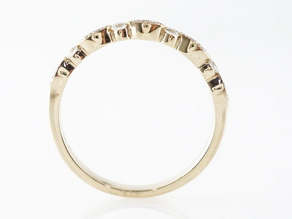 Thin Yellow Gold Diamond Wedding Band in 18k - Image 4