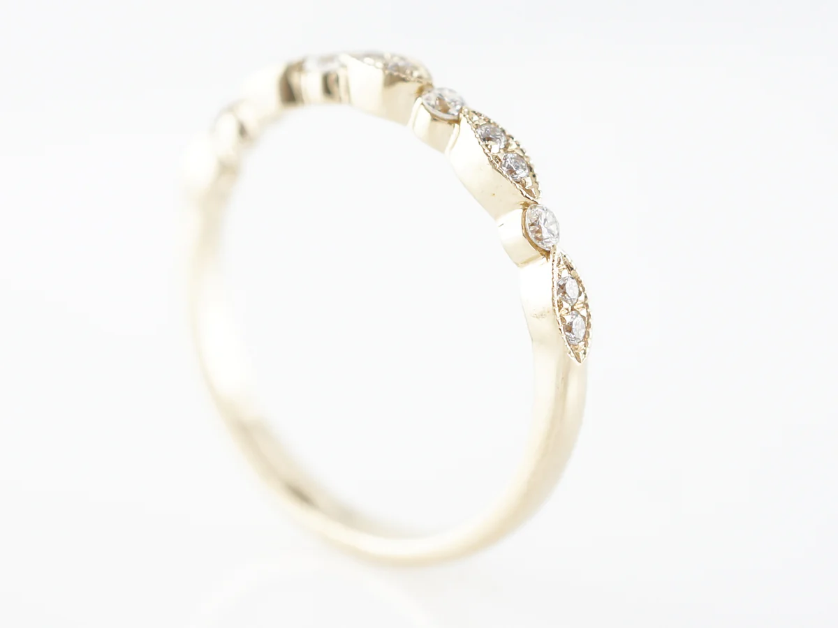 Thin Yellow Gold Diamond Wedding Band in 18k - Image 5