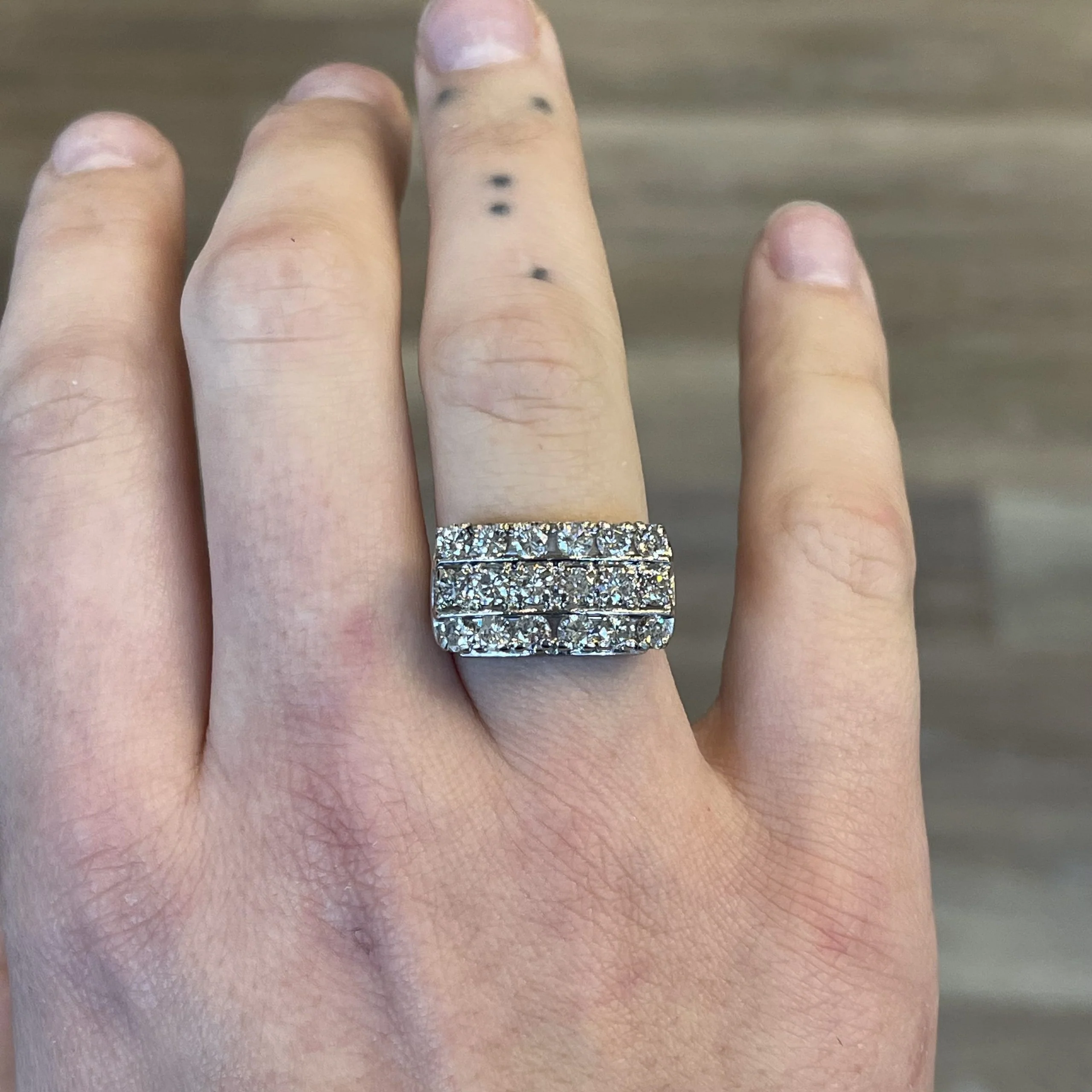 Three Row Diamond Cocktail Ring in 14k White Gold - Image 6