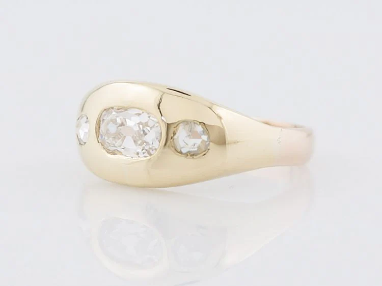 Three Stone Antique Engagement Ring Cushion Cut Diamonds - Image 2