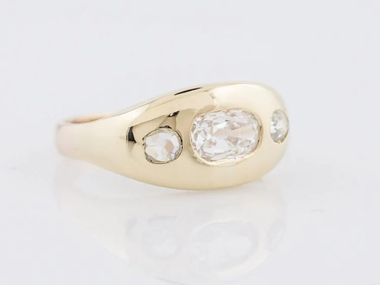 Three Stone Antique Engagement Ring Cushion Cut Diamonds - Image 3