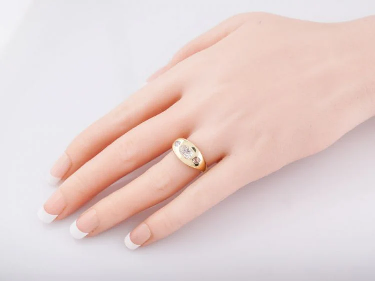 Three Stone Antique Engagement Ring Cushion Cut Diamonds - Image 7