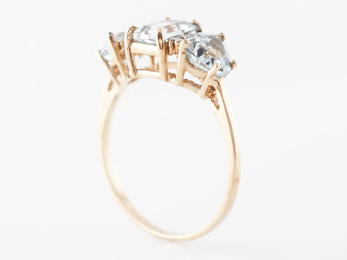 Three Stone Aquamarine Cocktail Ring in Yellow Gold - Image 5